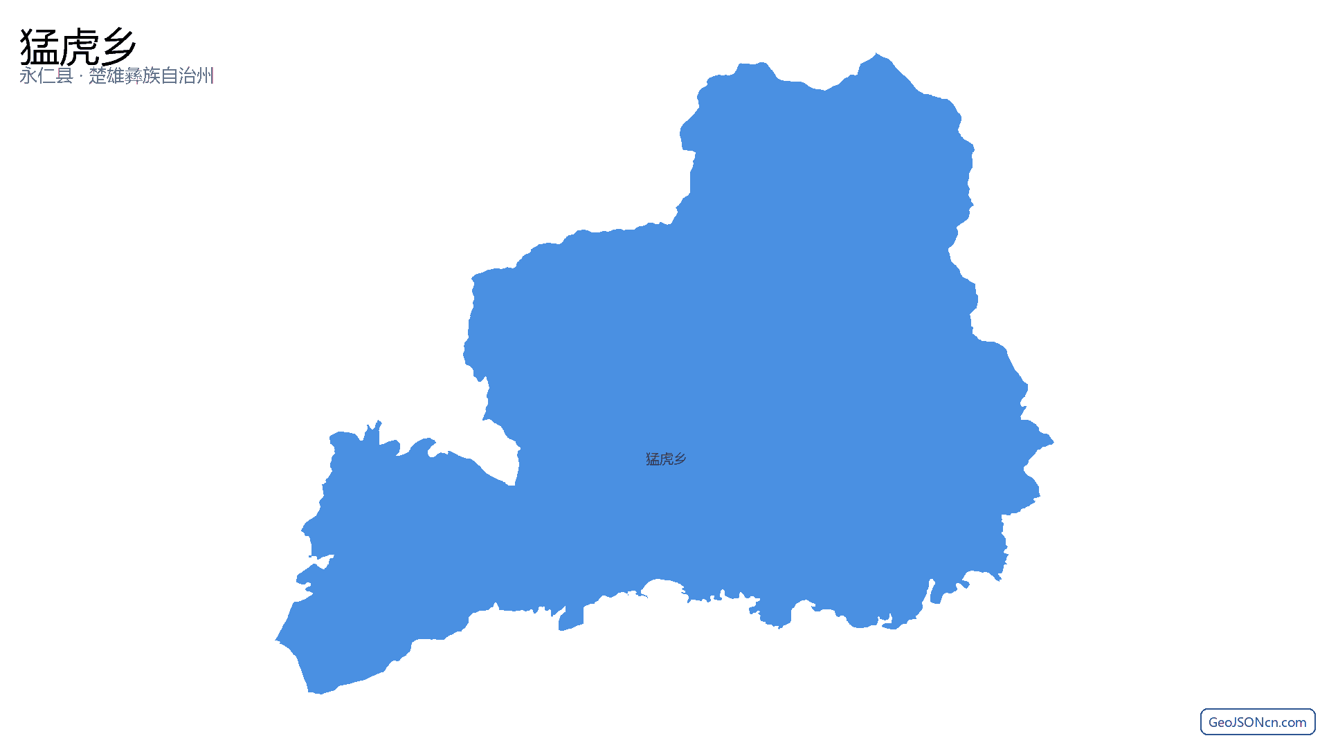 猛虎乡行政区划边界地图（永仁县·楚雄彝族自治州）,提供GeoJSON、SHP矢量边界数据下载及高清地图大图(PNG/JPG) - GeoJSONcn.com