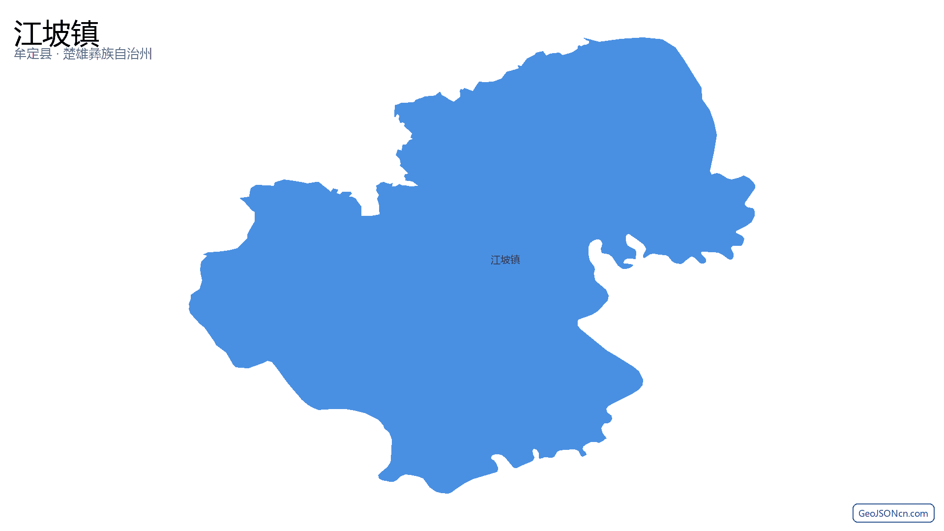 江坡镇行政区划边界地图（牟定县·楚雄彝族自治州）,提供GeoJSON、SHP矢量边界数据下载及高清地图大图(PNG/JPG) - GeoJSONcn.com