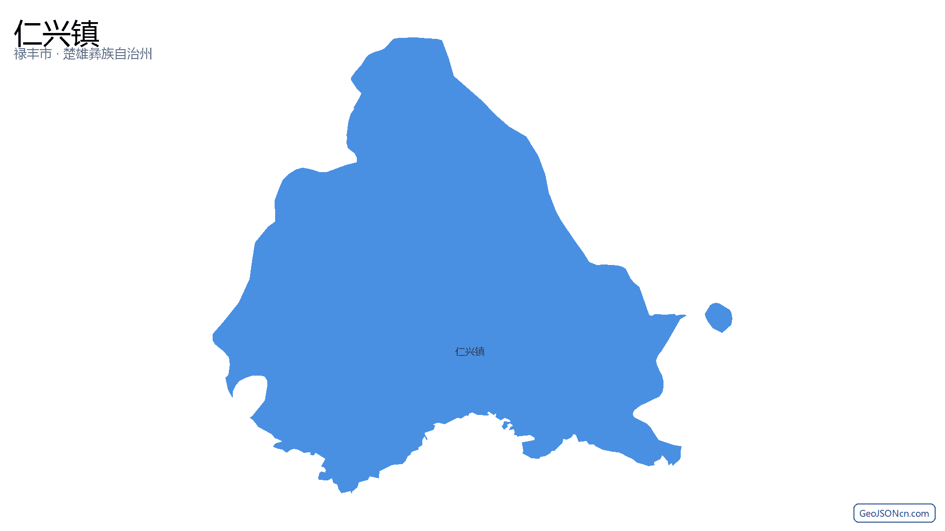 仁兴镇行政区划边界地图（禄丰市·楚雄彝族自治州）,提供GeoJSON、SHP矢量边界数据下载及高清地图大图(PNG/JPG) - GeoJSONcn.com
