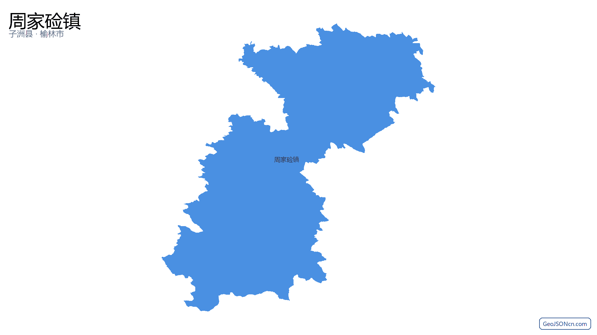 周家硷镇行政区划边界地图（子洲县·榆林市）,提供GeoJSON、SHP矢量边界数据下载及高清地图大图(PNG/JPG) - GeoJSONcn.com