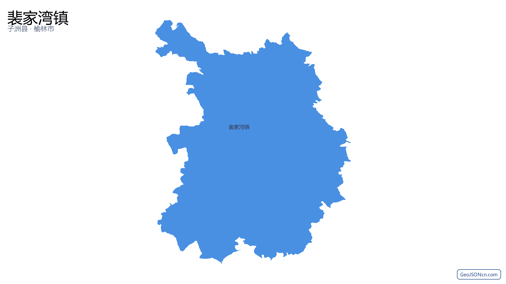 裴家湾镇行政区划边界地图(子洲县·榆林市),提供GeoJSON、SHP矢量边界数据下载及高清地图大图(PNG/JPG) - GeoJSONcn.com