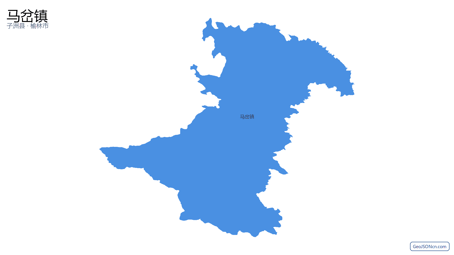 马岔镇行政区划边界地图(子洲县·榆林市),提供GeoJSON、SHP矢量边界数据下载及高清地图大图(PNG/JPG) - GeoJSONcn.com