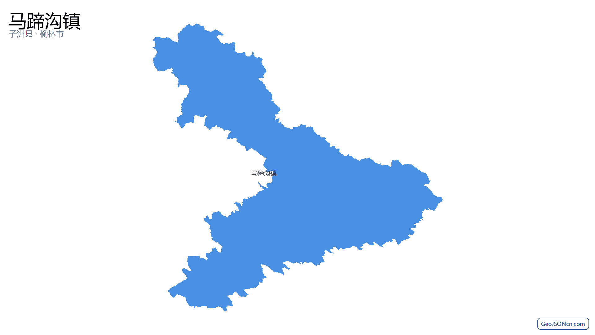 马蹄沟镇行政区划边界地图（子洲县·榆林市）,提供GeoJSON、SHP矢量边界数据下载及高清地图大图(PNG/JPG) - GeoJSONcn.com