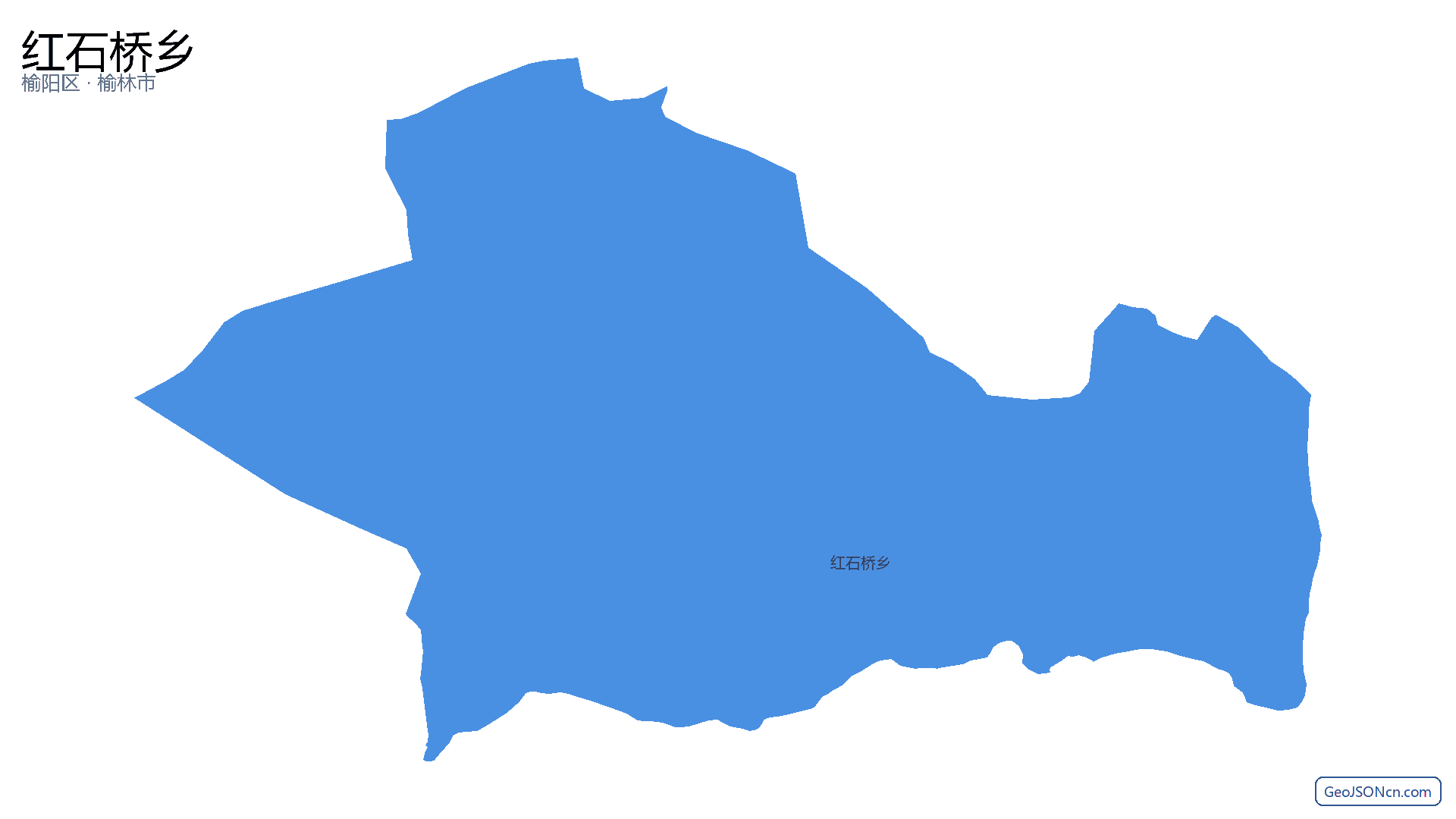 红石桥乡行政区划边界地图（榆阳区·榆林市）,提供GeoJSON、SHP矢量边界数据下载及高清地图大图(PNG/JPG) - GeoJSONcn.com