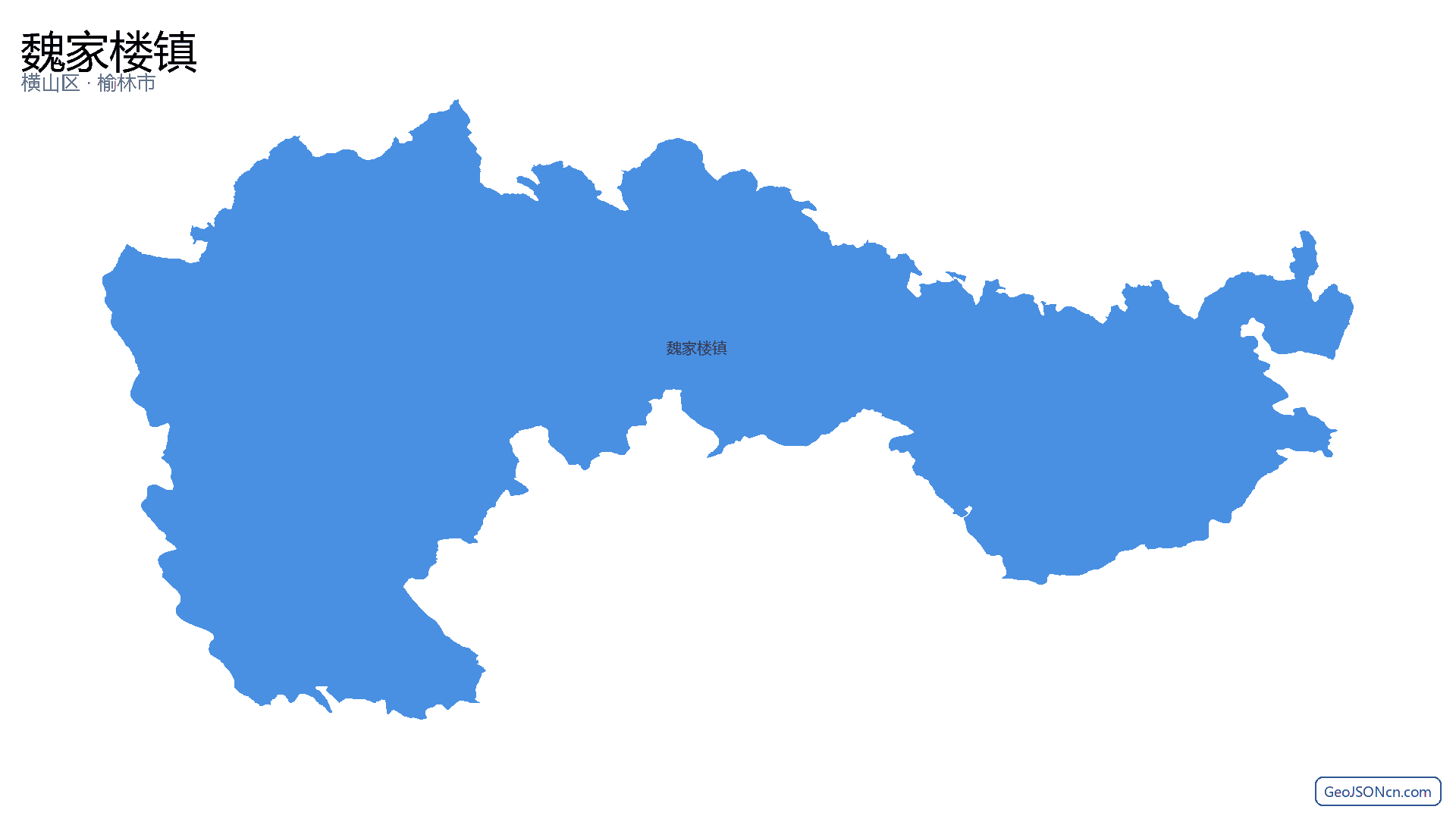 魏家楼镇行政区划边界地图(横山区·榆林市),提供GeoJSON、SHP矢量边界数据下载及高清地图大图(PNG/JPG) - GeoJSONcn.com