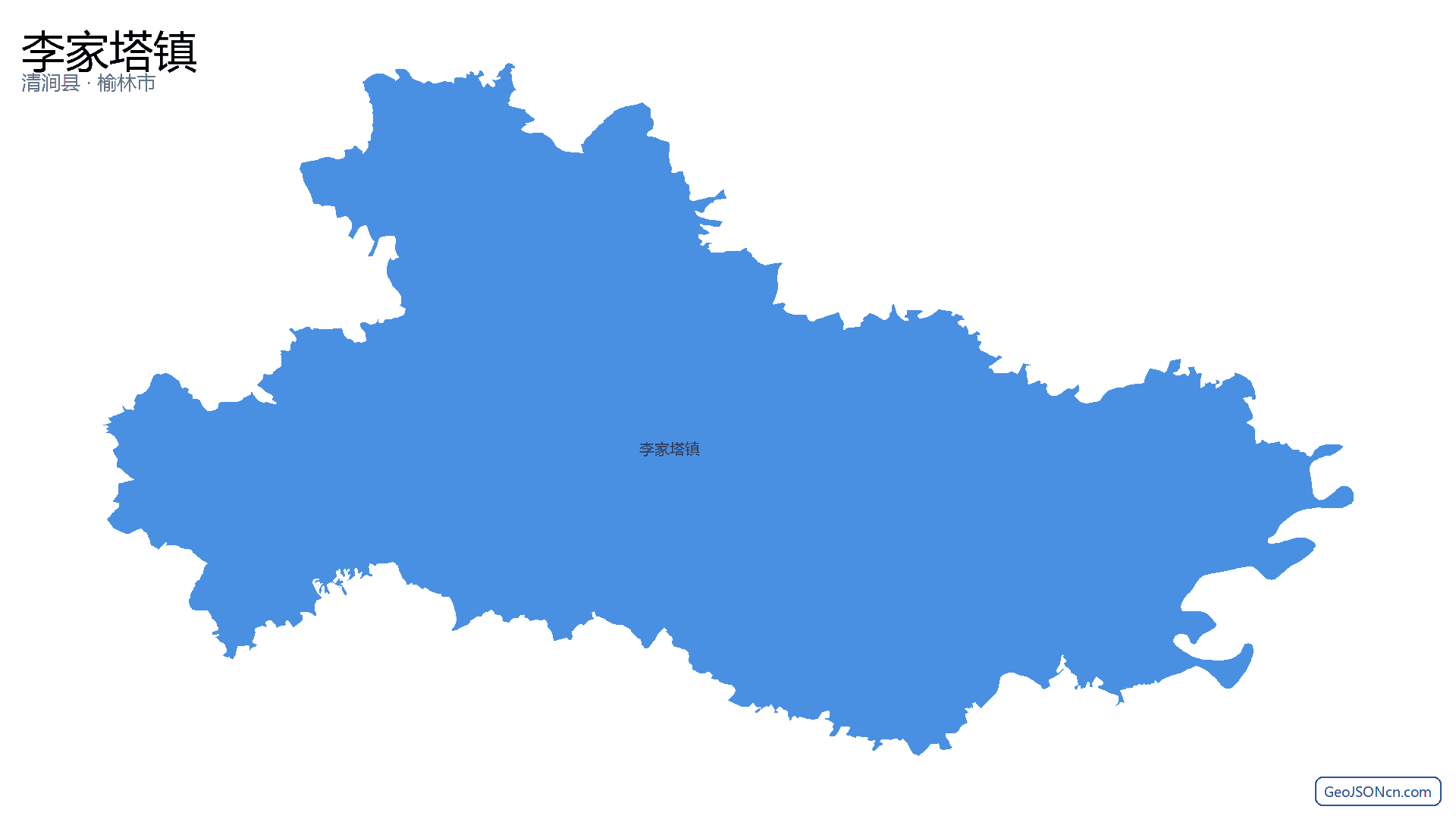 李家塔镇行政区划边界地图（清涧县·榆林市）,提供GeoJSON、SHP矢量边界数据下载及高清地图大图(PNG/JPG) - GeoJSONcn.com