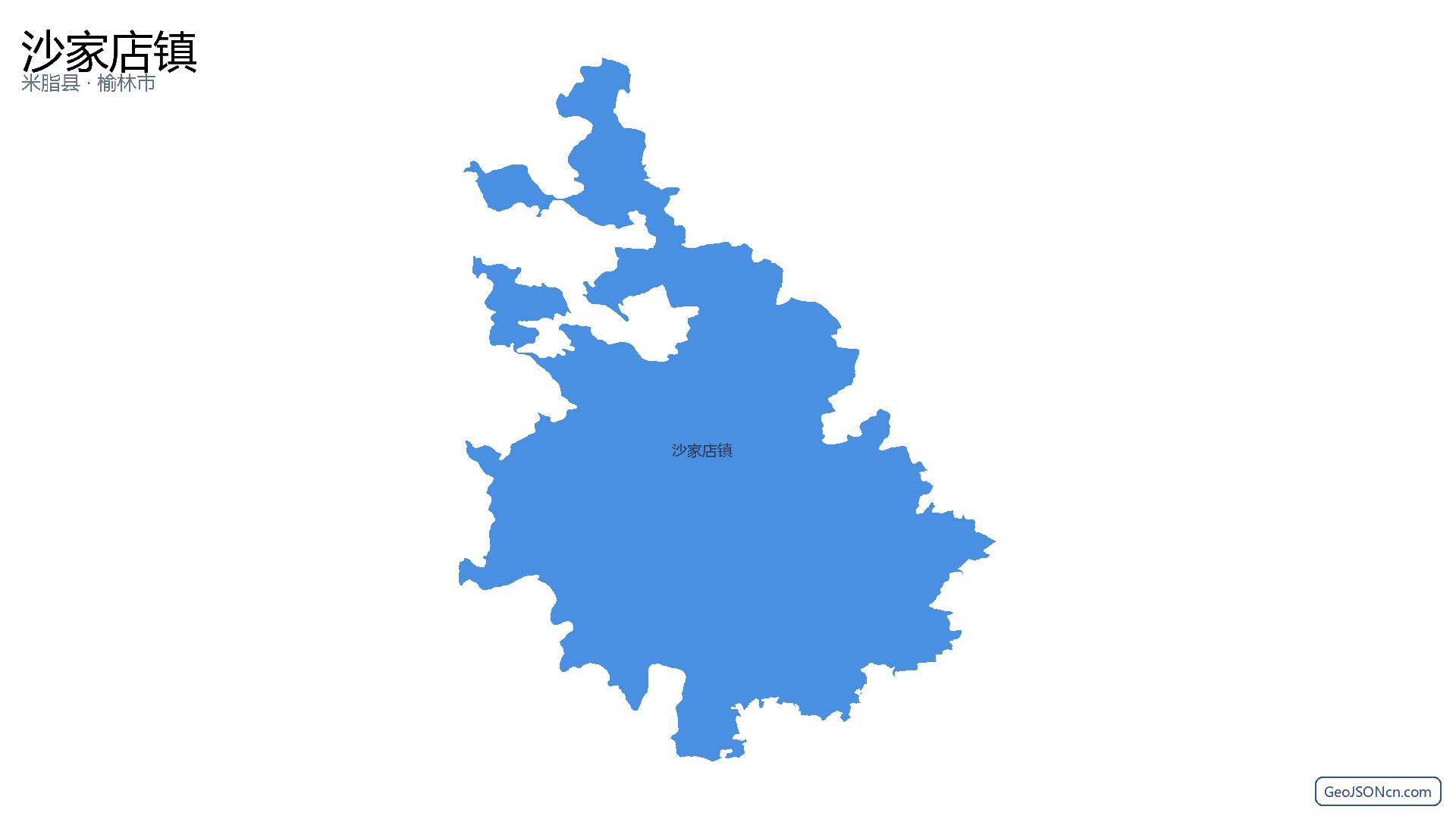 沙家店镇行政区划边界地图（米脂县·榆林市）,提供GeoJSON、SHP矢量边界数据下载及高清地图大图(PNG/JPG) - GeoJSONcn.com
