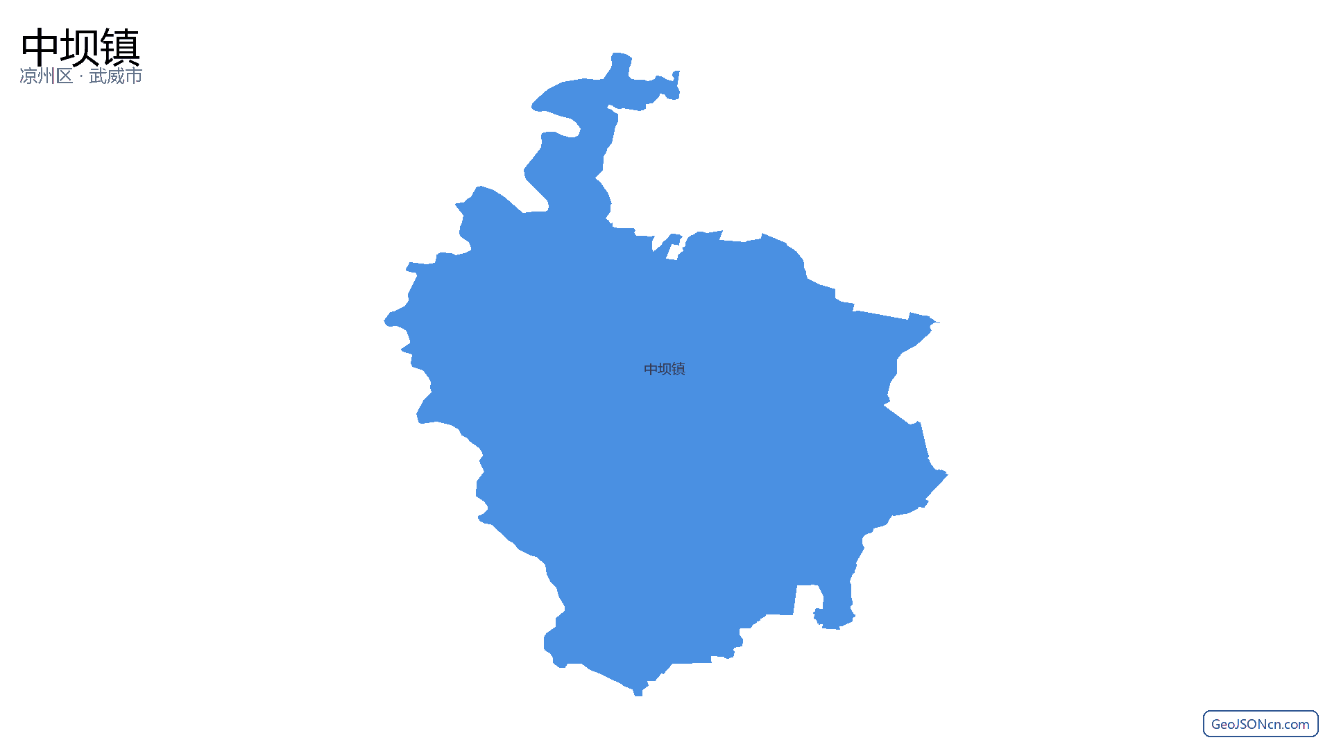 中坝镇行政区划边界地图（凉州区·武威市）,提供GeoJSON、SHP矢量边界数据下载及高清地图大图(PNG/JPG) - GeoJSONcn.com