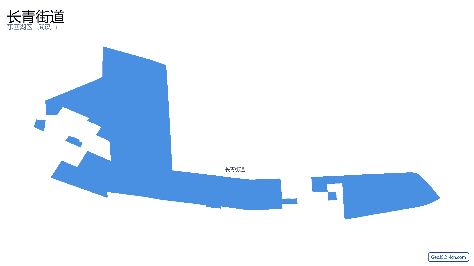 长青街道行政区划边界地图（东西湖区·武汉市）,提供GeoJSON、SHP矢量边界数据下载及高清地图大图(PNG/JPG) - GeoJSONcn.com