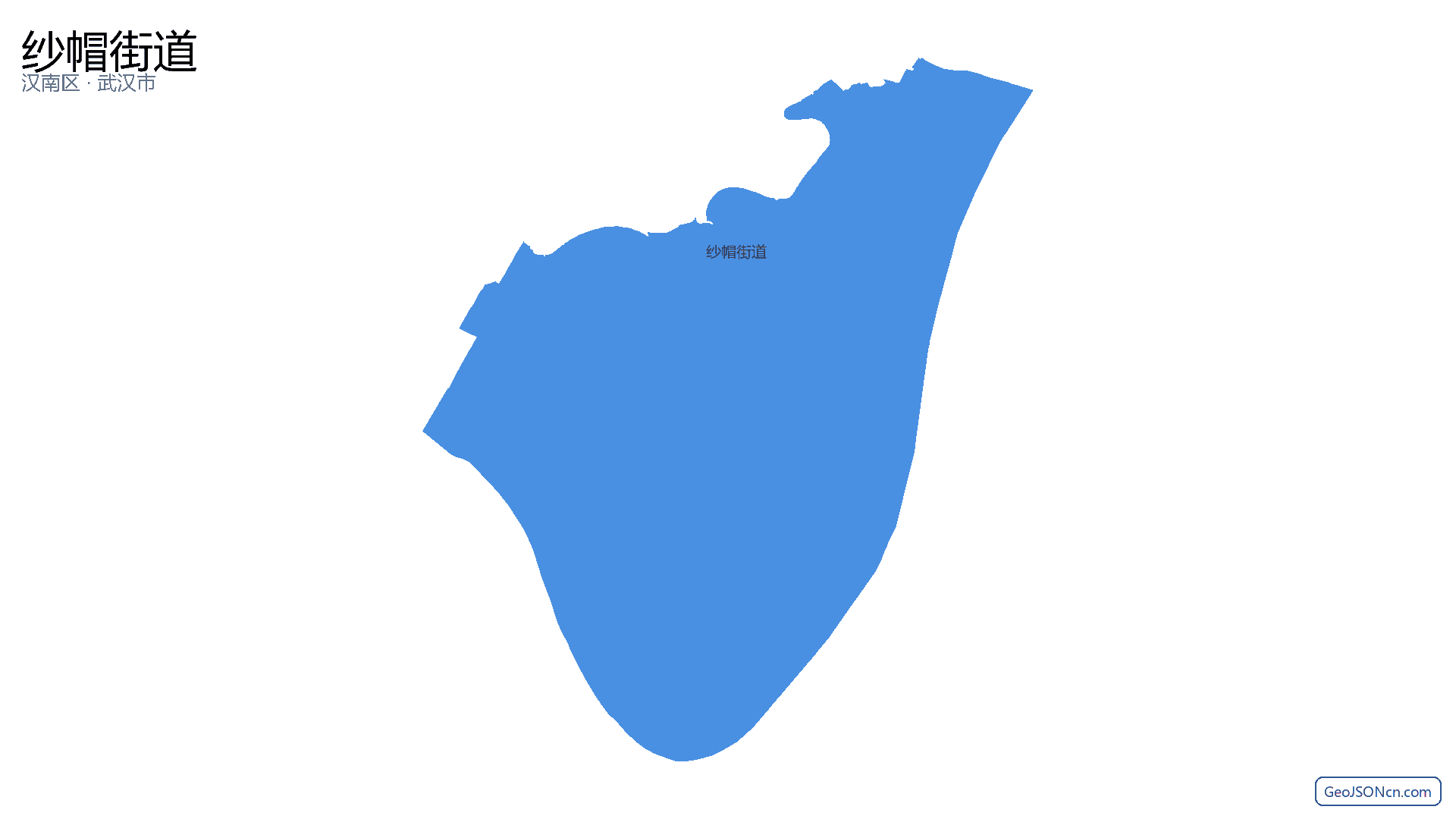 纱帽街道行政区划边界地图(汉南区·武汉市),提供GeoJSON、SHP矢量边界数据下载及高清地图大图(PNG/JPG) - GeoJSONcn.com