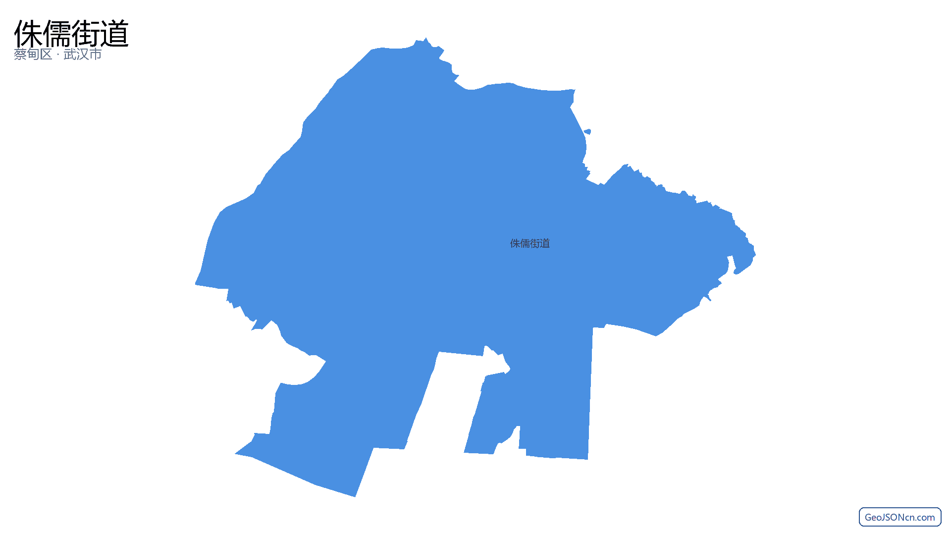 侏儒街道行政区划边界地图（蔡甸区·武汉市）,提供GeoJSON、SHP矢量边界数据下载及高清地图大图(PNG/JPG) - GeoJSONcn.com