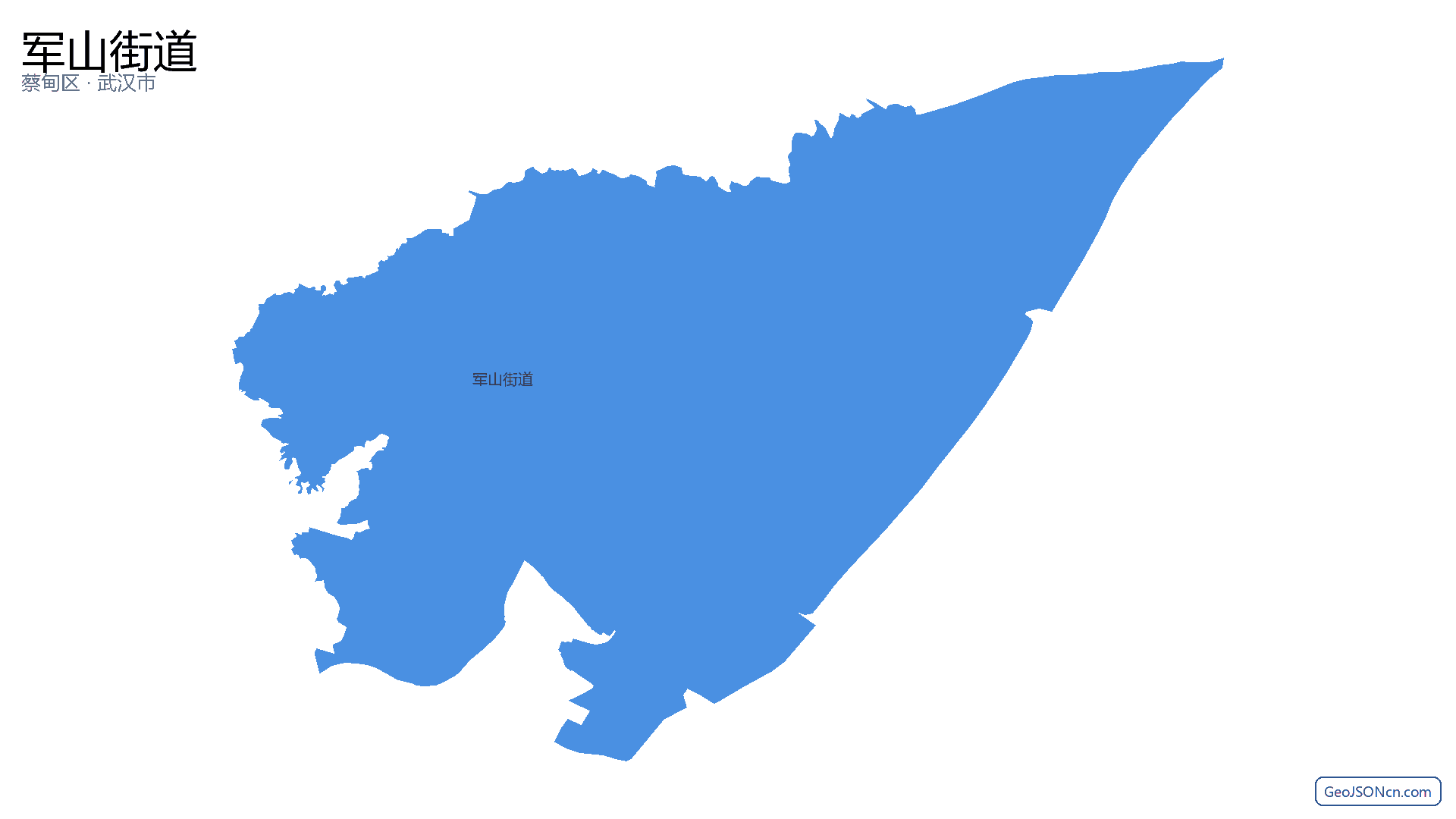 军山街道行政区划边界地图(蔡甸区·武汉市),提供GeoJSON、SHP矢量边界数据下载及高清地图大图(PNG/JPG) - GeoJSONcn.com
