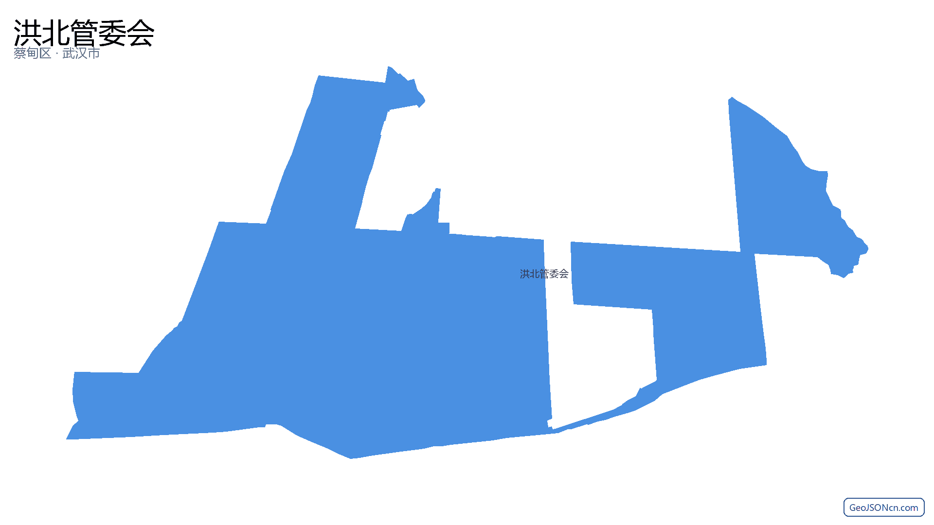 洪北管委会行政区划边界地图(蔡甸区·武汉市),提供GeoJSON、SHP矢量边界数据下载及高清地图大图(PNG/JPG) - GeoJSONcn.com