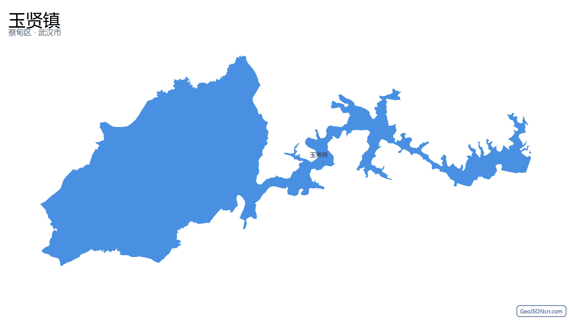 玉贤镇行政区划边界地图（蔡甸区·武汉市）,提供GeoJSON、SHP矢量边界数据下载及高清地图大图(PNG/JPG) - GeoJSONcn.com