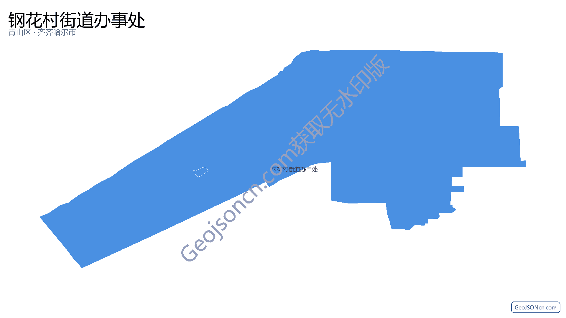 钢花村街道办事处行政区划边界地图(青山区·武汉市),提供GeoJSON、SHP矢量边界数据下载及高清地图大图(PNG/JPG) - GeoJSONcn.com