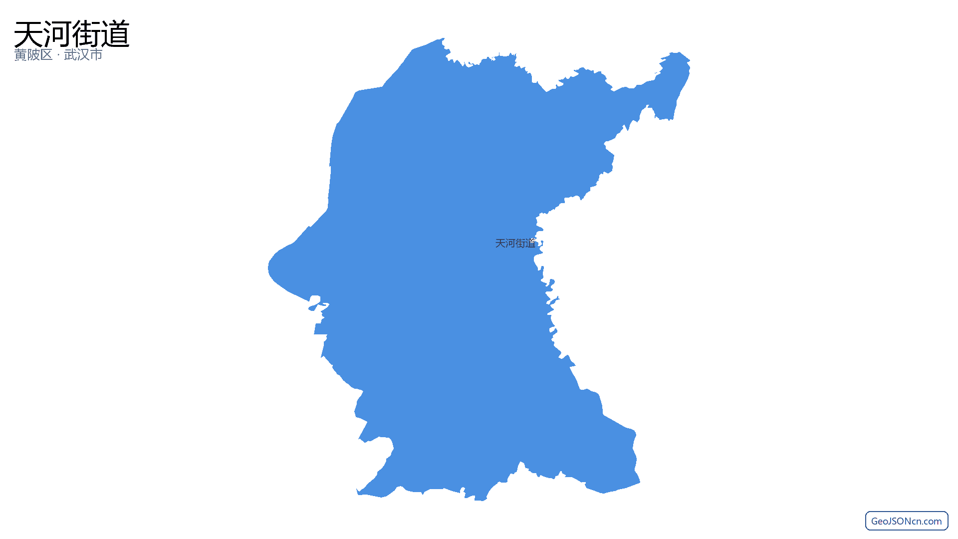天河街道行政区划边界地图(黄陂区·武汉市),提供GeoJSON、SHP矢量边界数据下载及高清地图大图(PNG/JPG) - GeoJSONcn.com