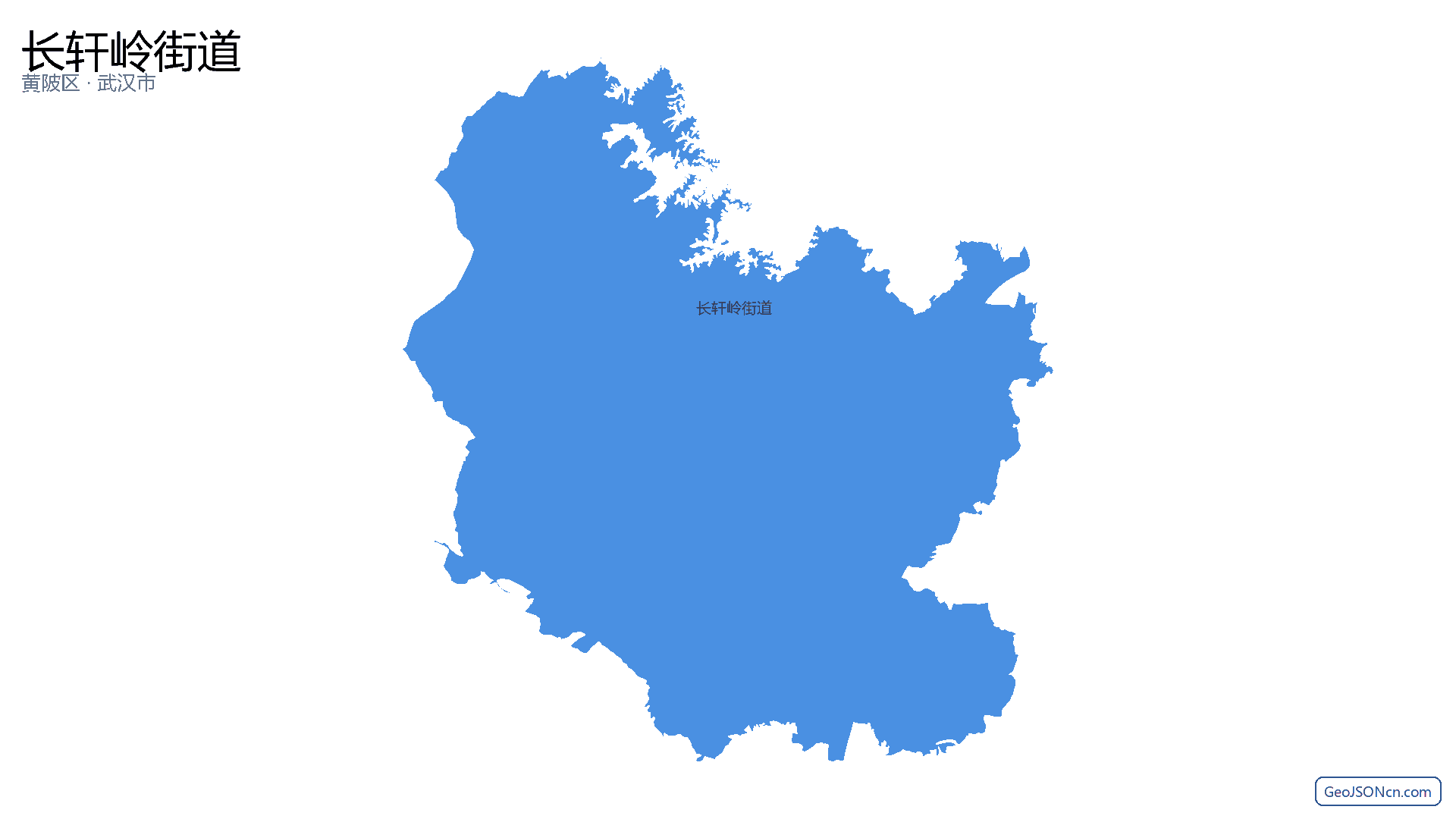 长轩岭街道行政区划边界地图(黄陂区·武汉市),提供GeoJSON、SHP矢量边界数据下载及高清地图大图(PNG/JPG) - GeoJSONcn.com
