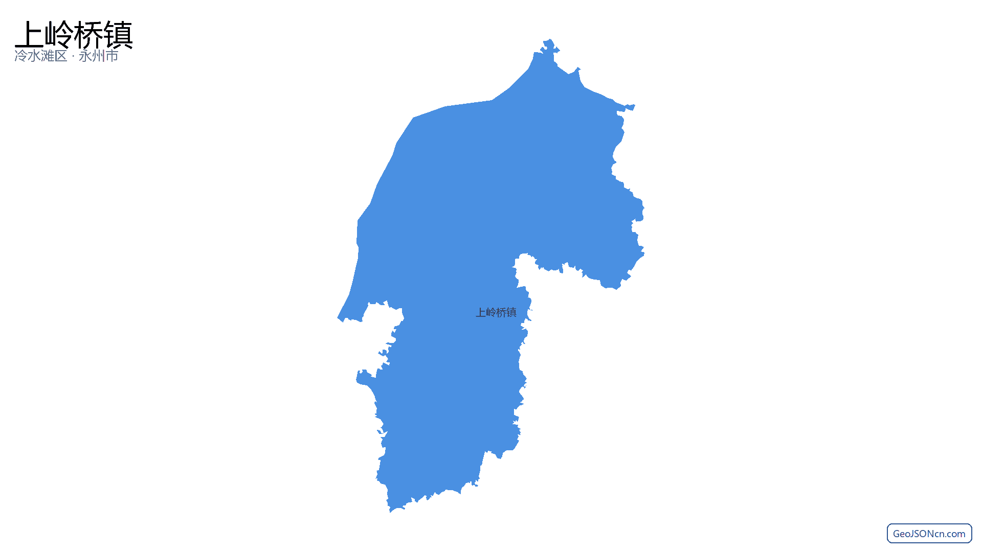 上岭桥镇行政区划边界地图(冷水滩区·永州市),提供GeoJSON、SHP矢量边界数据下载及高清地图大图(PNG/JPG) - GeoJSONcn.com