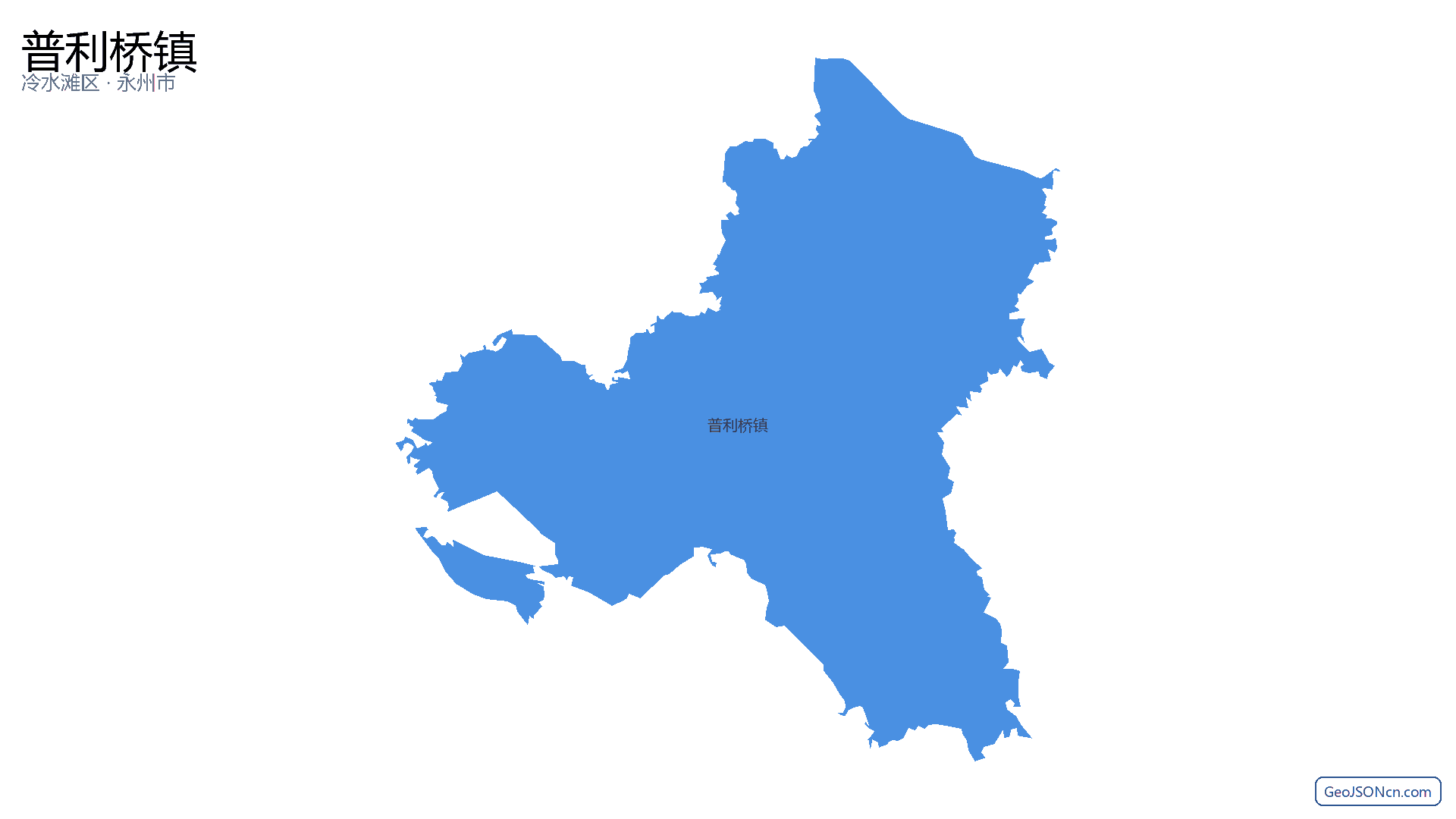 普利桥镇行政区划边界地图(冷水滩区·永州市),提供GeoJSON、SHP矢量边界数据下载及高清地图大图(PNG/JPG) - GeoJSONcn.com