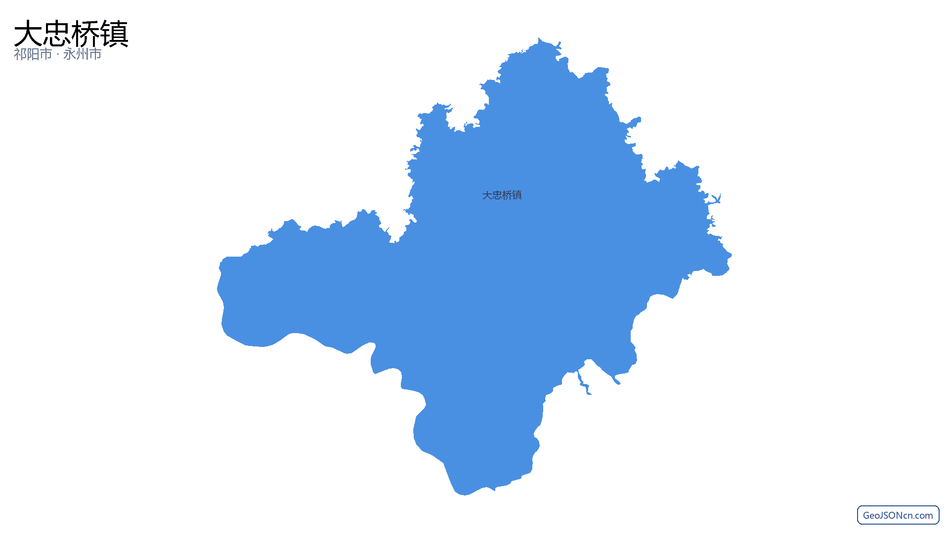 大忠桥镇行政区划边界地图(祁阳市·永州市),提供GeoJSON、SHP矢量边界数据下载及高清地图大图(PNG/JPG) - GeoJSONcn.com