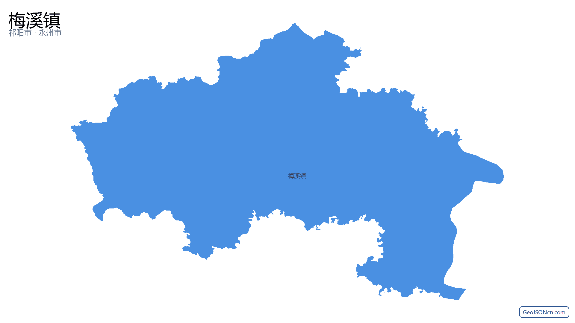 梅溪镇行政区划边界地图(祁阳市·永州市),提供GeoJSON、SHP矢量边界数据下载及高清地图大图(PNG/JPG) - GeoJSONcn.com