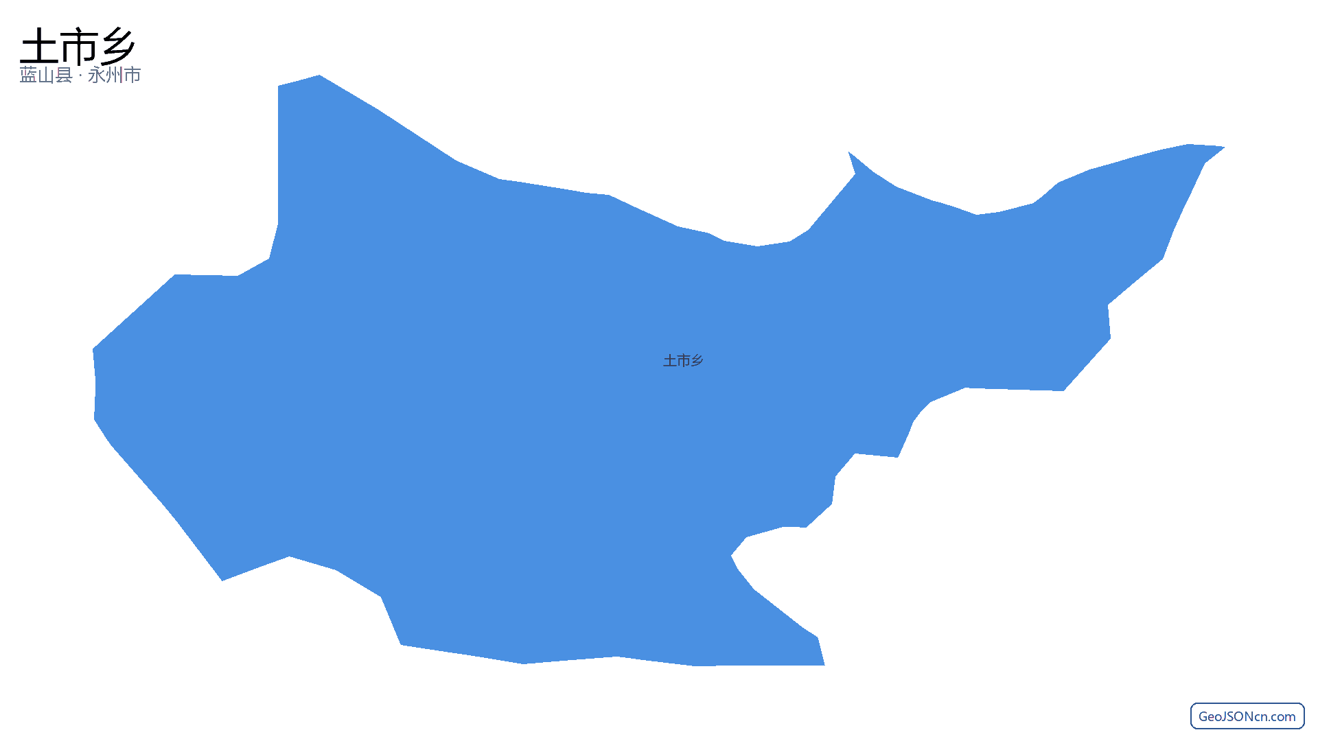 土市乡行政区划边界地图（蓝山县·永州市）,提供GeoJSON、SHP矢量边界数据下载及高清地图大图(PNG/JPG) - GeoJSONcn.com