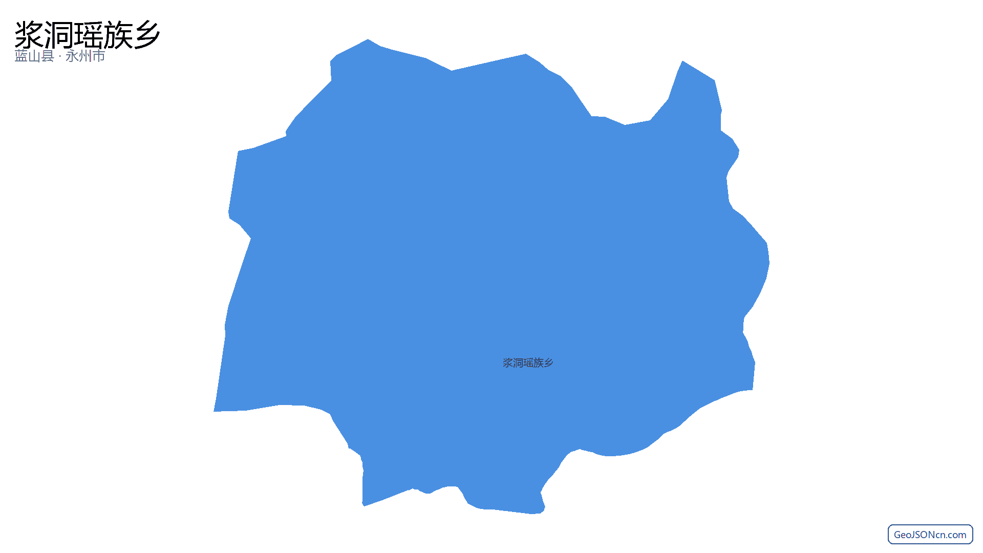 浆洞瑶族乡行政区划边界地图（蓝山县·永州市）,提供GeoJSON、SHP矢量边界数据下载及高清地图大图(PNG/JPG) - GeoJSONcn.com