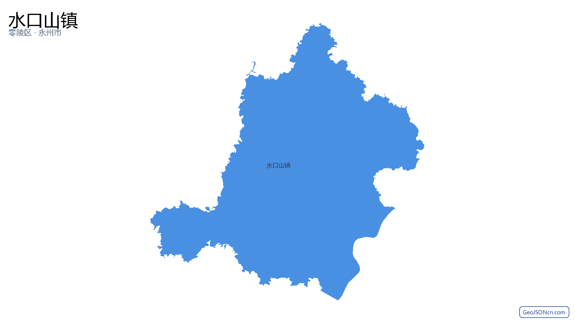 水口山镇行政区划边界地图（零陵区·永州市）,提供GeoJSON、SHP矢量边界数据下载及高清地图大图(PNG/JPG) - GeoJSONcn.com
