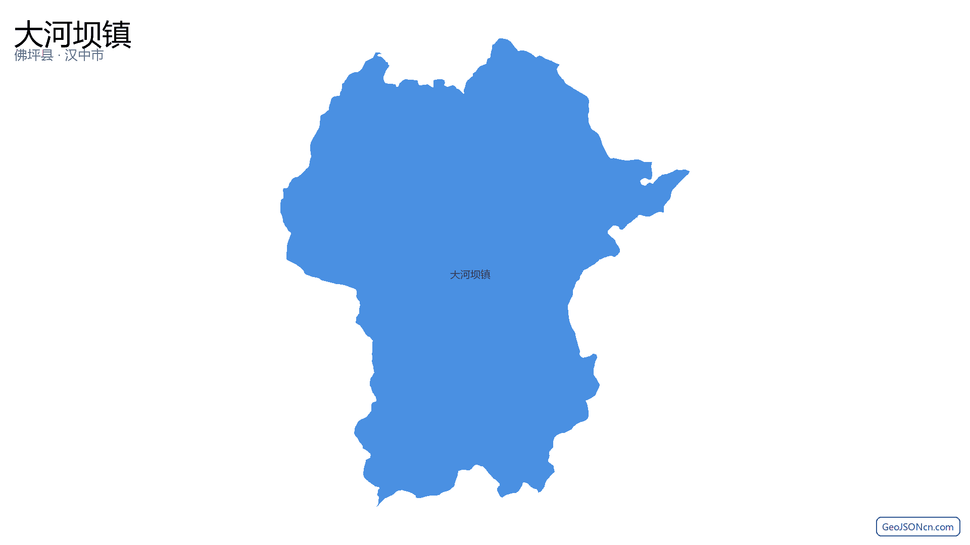 大河坝镇行政区划边界地图(佛坪县·汉中市),提供GeoJSON、SHP矢量边界数据下载及高清地图大图(PNG/JPG) - GeoJSONcn.com