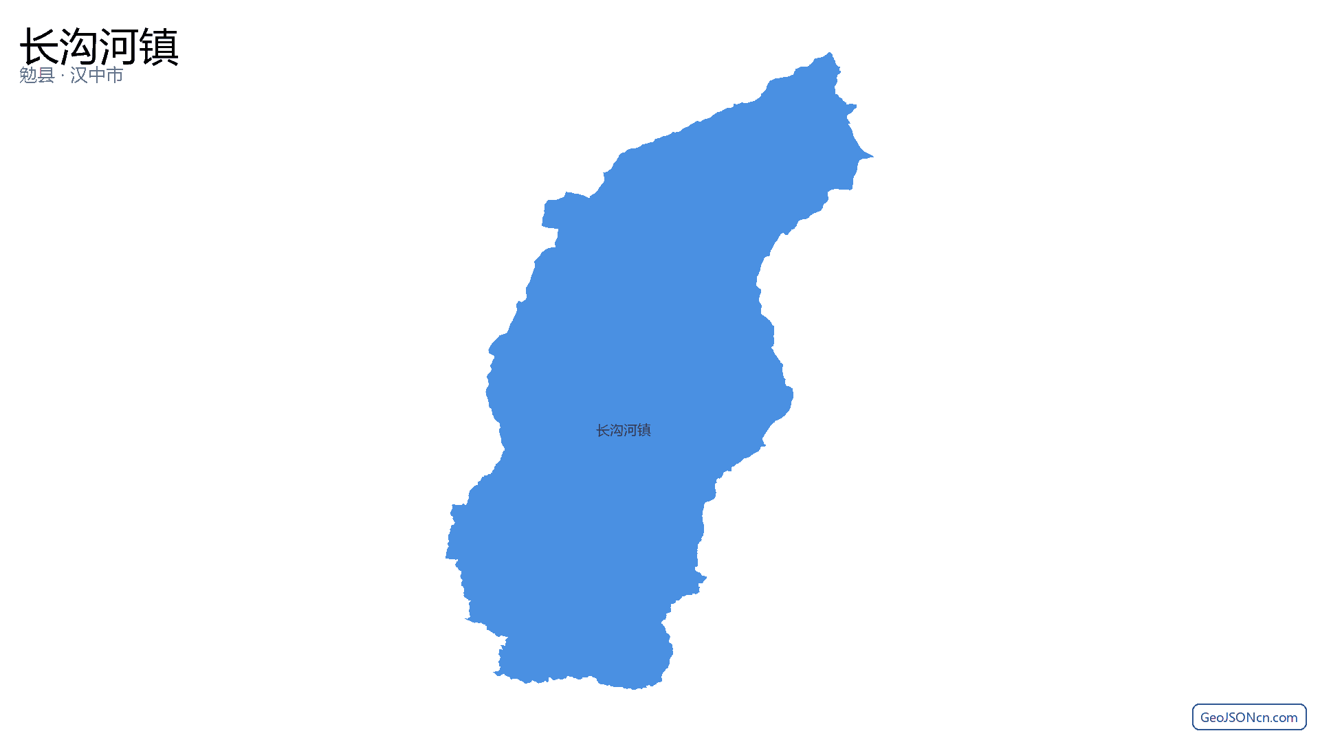 长沟河镇行政区划边界地图（勉县·汉中市）,提供GeoJSON、SHP矢量边界数据下载及高清地图大图(PNG/JPG) - GeoJSONcn.com