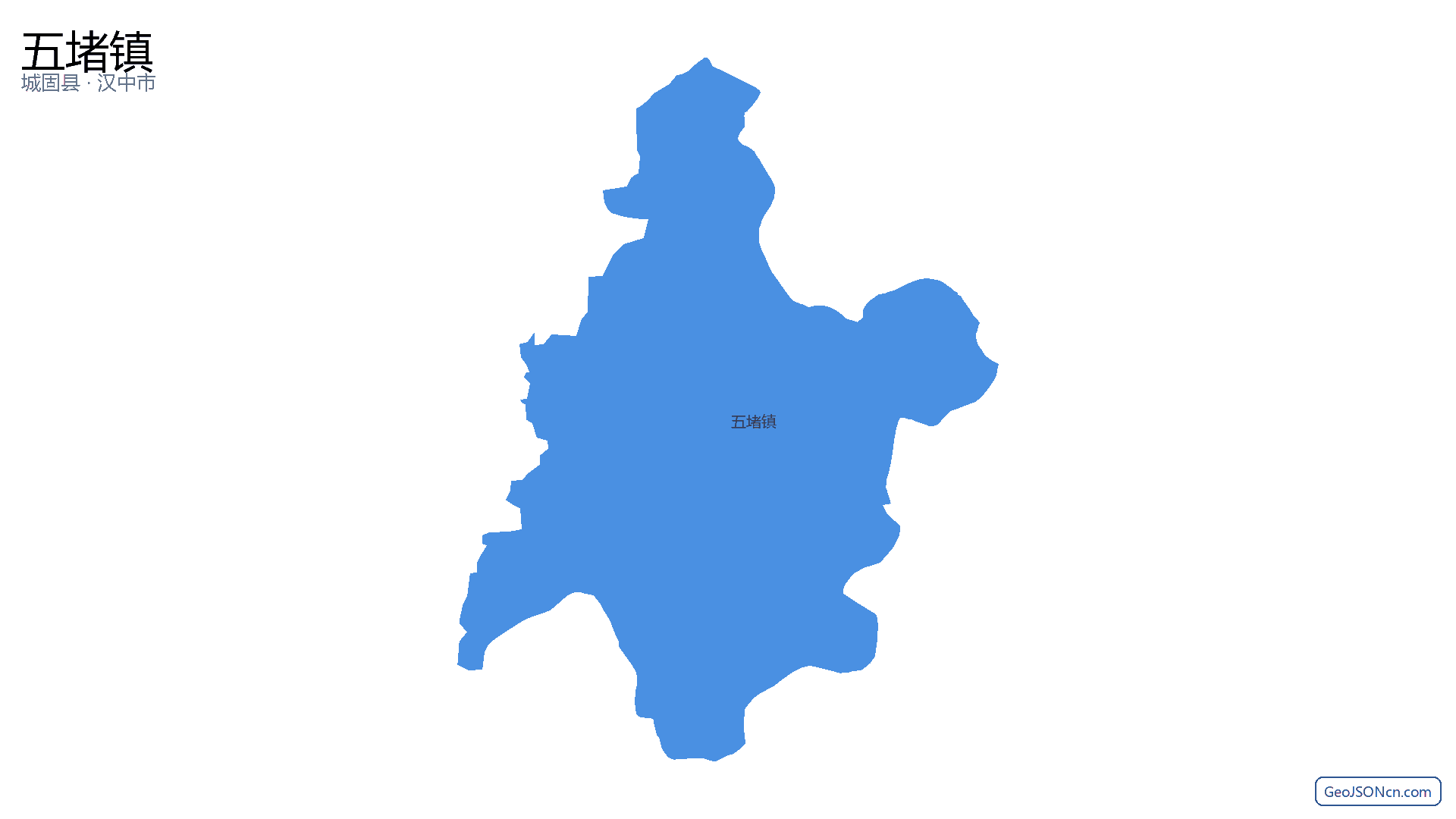 五堵镇行政区划边界地图(城固县·汉中市),提供GeoJSON、SHP矢量边界数据下载及高清地图大图(PNG/JPG) - GeoJSONcn.com