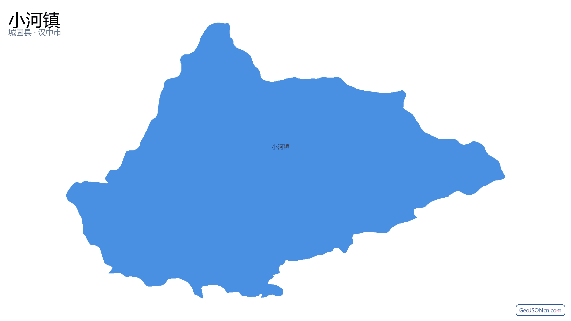 小河镇行政区划边界地图（城固县·汉中市）,提供GeoJSON、SHP矢量边界数据下载及高清地图大图(PNG/JPG) - GeoJSONcn.com