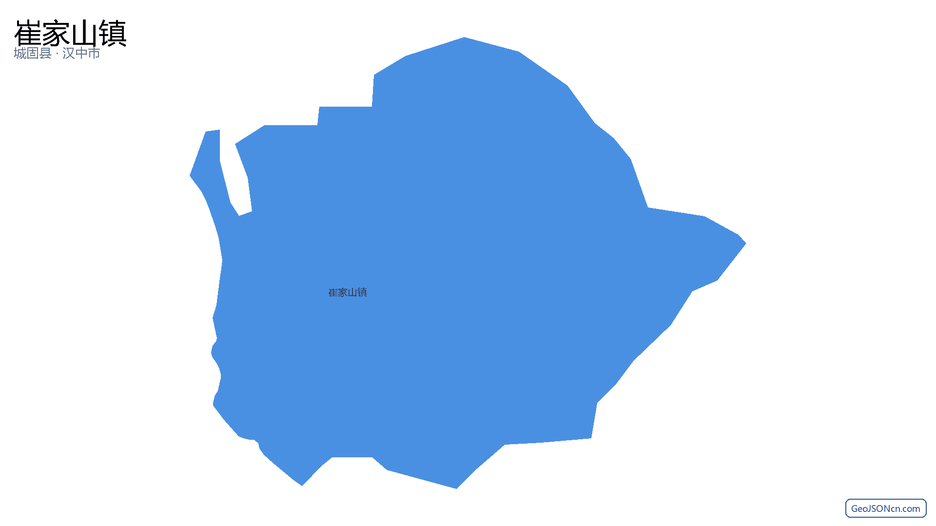 崔家山镇行政区划边界地图(城固县·汉中市),提供GeoJSON、SHP矢量边界数据下载及高清地图大图(PNG/JPG) - GeoJSONcn.com