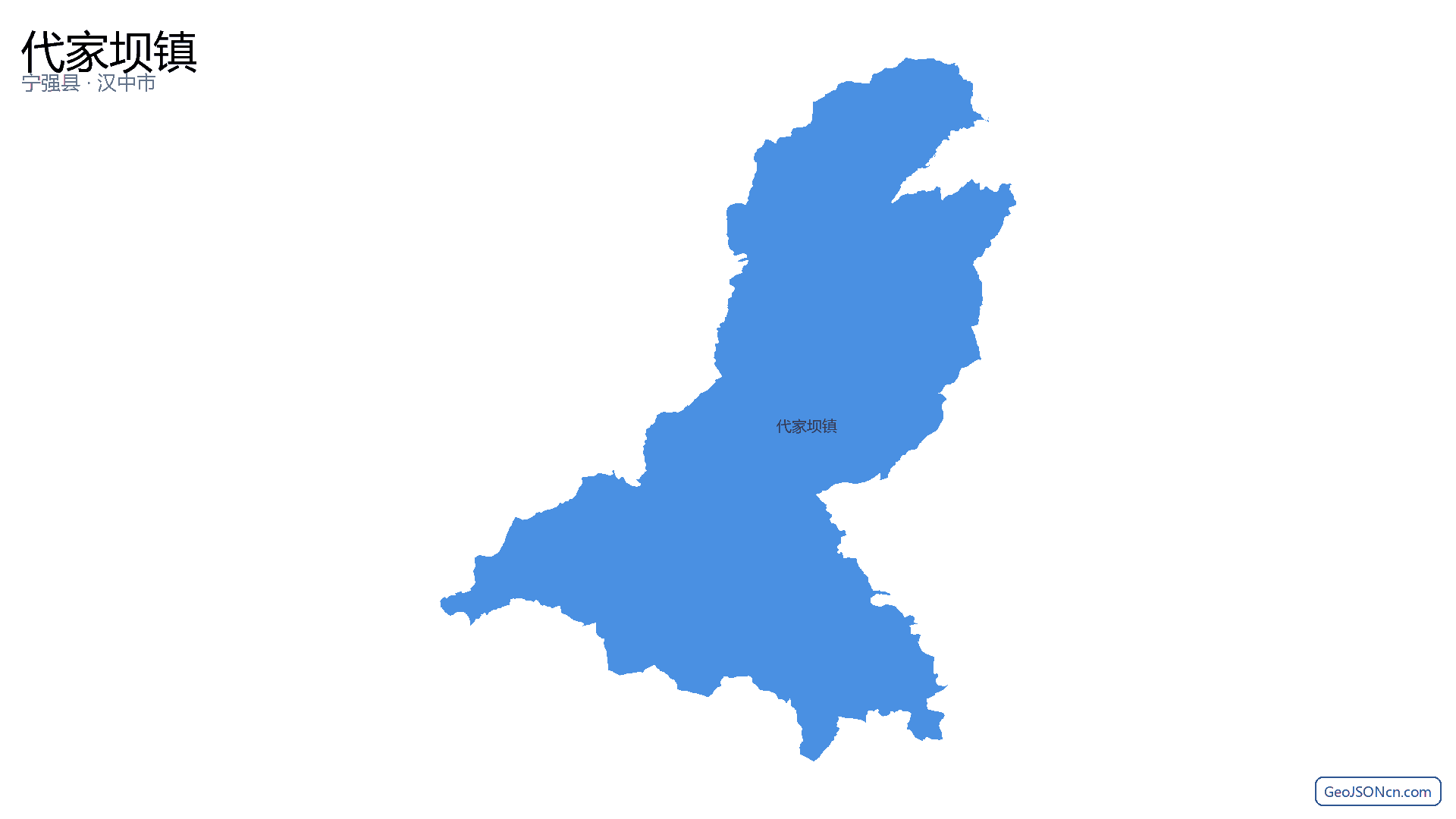 代家坝镇行政区划边界地图（宁强县·汉中市）,提供GeoJSON、SHP矢量边界数据下载及高清地图大图(PNG/JPG) - GeoJSONcn.com
