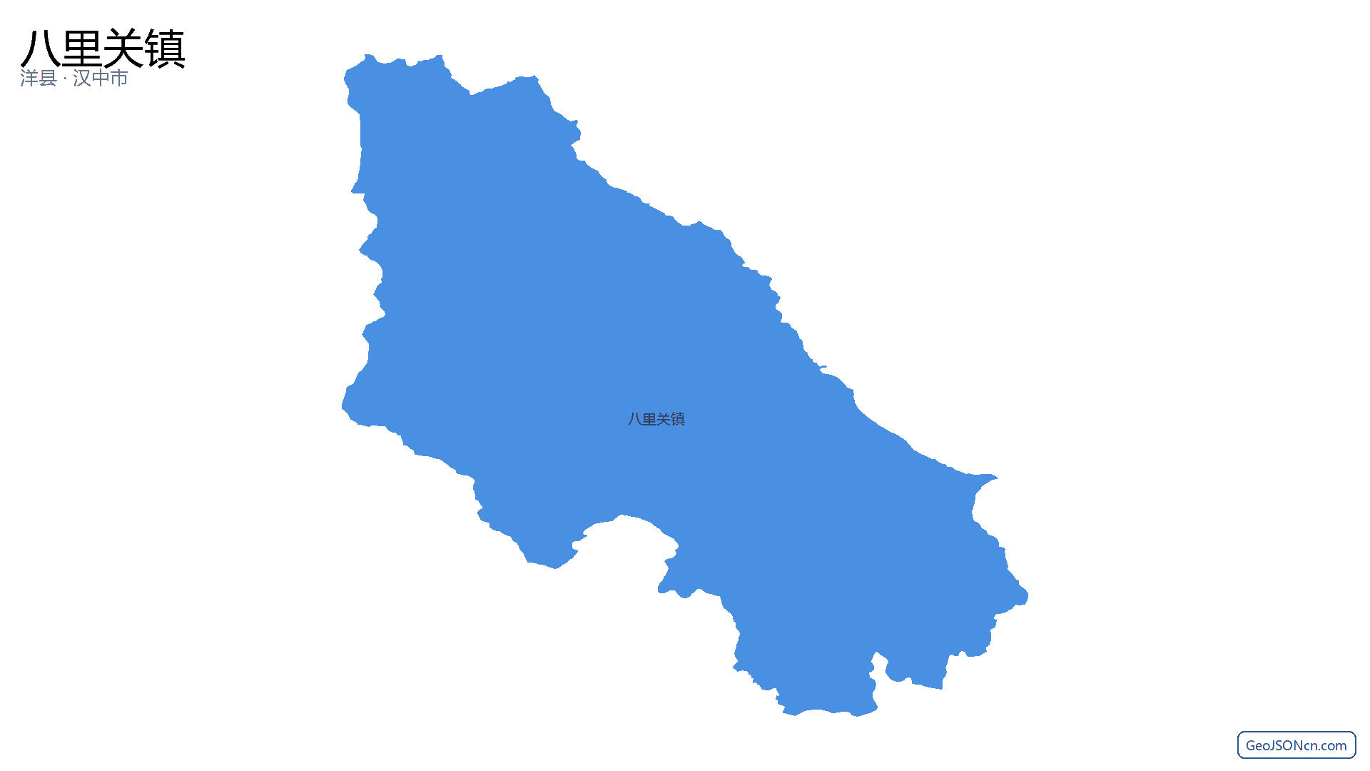 八里关镇行政区划边界地图(洋县·汉中市),提供GeoJSON、SHP矢量边界数据下载及高清地图大图(PNG/JPG) - GeoJSONcn.com