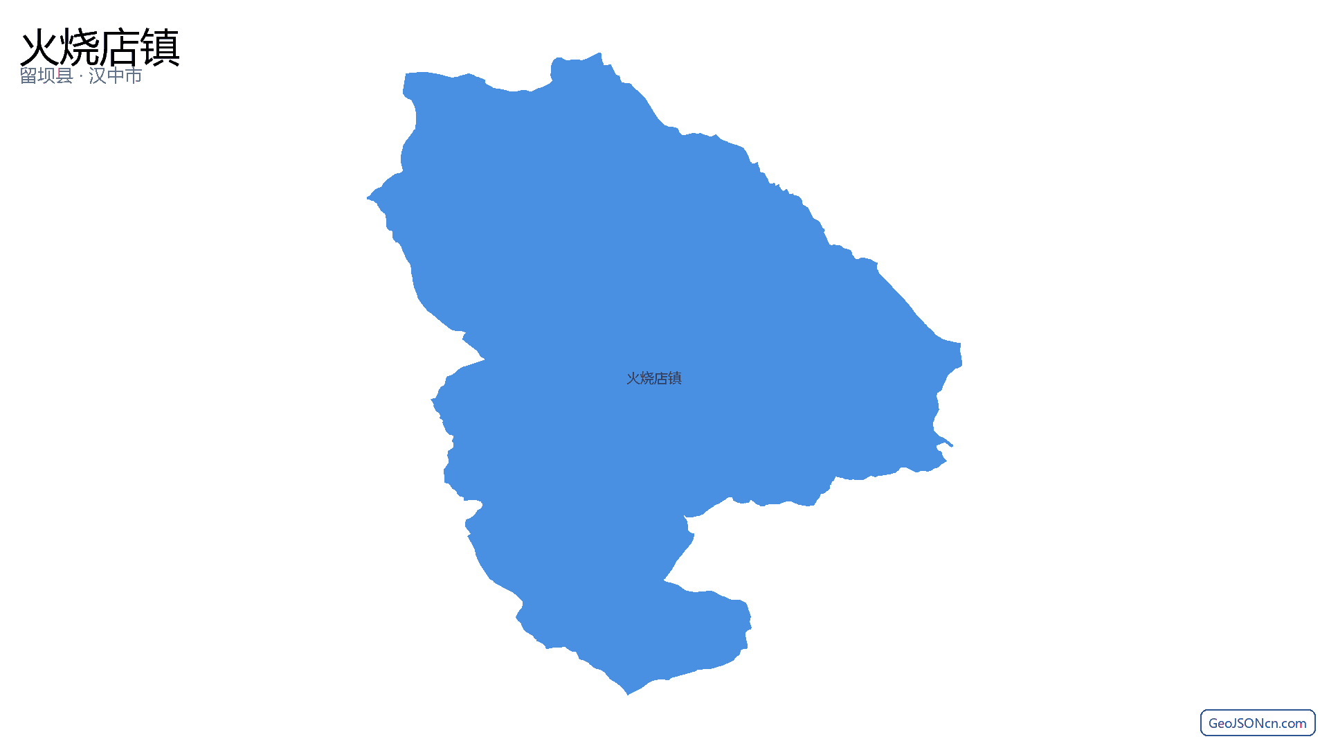 火烧店镇行政区划边界地图（留坝县·汉中市）,提供GeoJSON、SHP矢量边界数据下载及高清地图大图(PNG/JPG) - GeoJSONcn.com