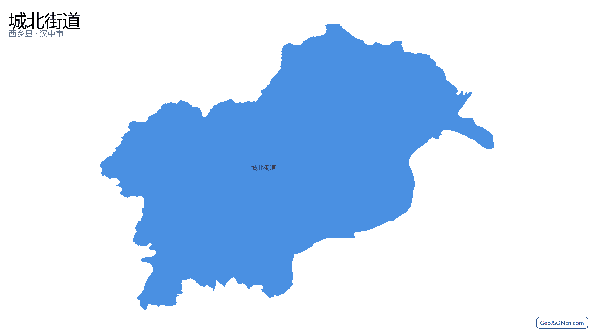 城北街道行政区划边界地图(西乡县·汉中市),提供GeoJSON、SHP矢量边界数据下载及高清地图大图(PNG/JPG) - GeoJSONcn.com