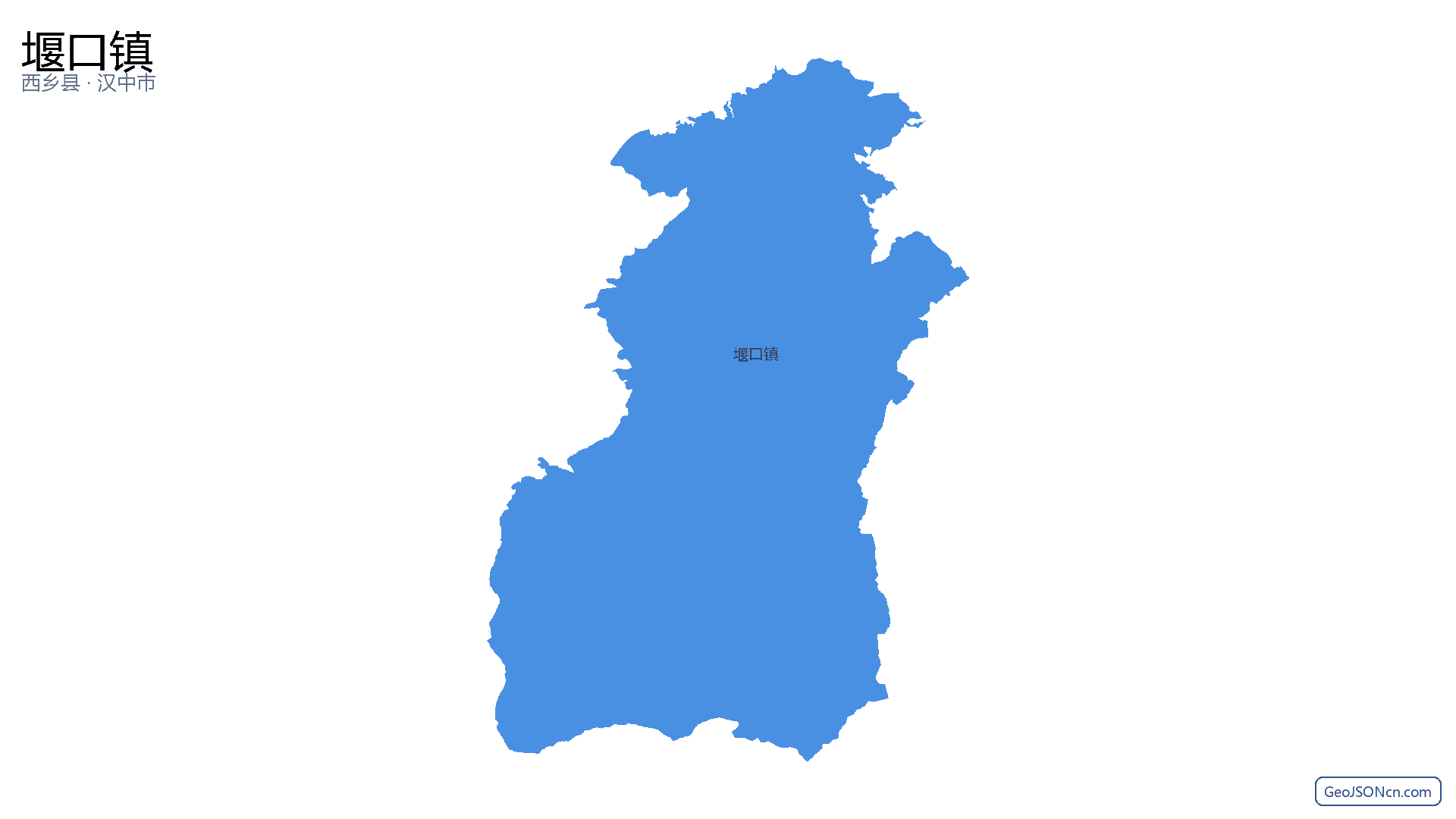 堰口镇行政区划边界地图(西乡县·汉中市),提供GeoJSON、SHP矢量边界数据下载及高清地图大图(PNG/JPG) - GeoJSONcn.com