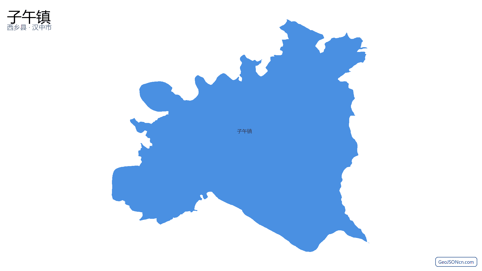 子午镇行政区划边界地图(西乡县·汉中市),提供GeoJSON、SHP矢量边界数据下载及高清地图大图(PNG/JPG) - GeoJSONcn.com