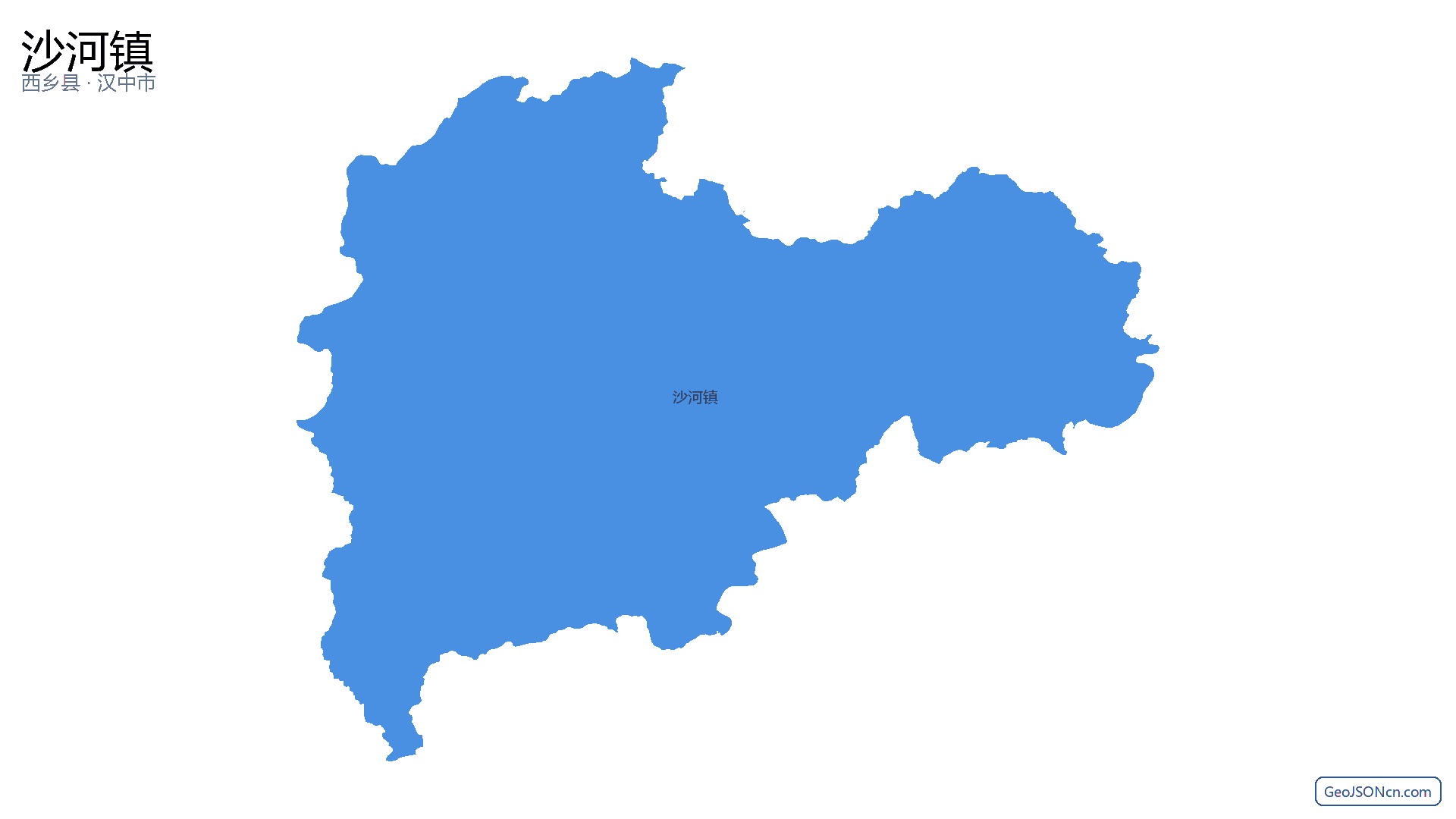 沙河镇行政区划边界地图(西乡县·汉中市),提供GeoJSON、SHP矢量边界数据下载及高清地图大图(PNG/JPG) - GeoJSONcn.com