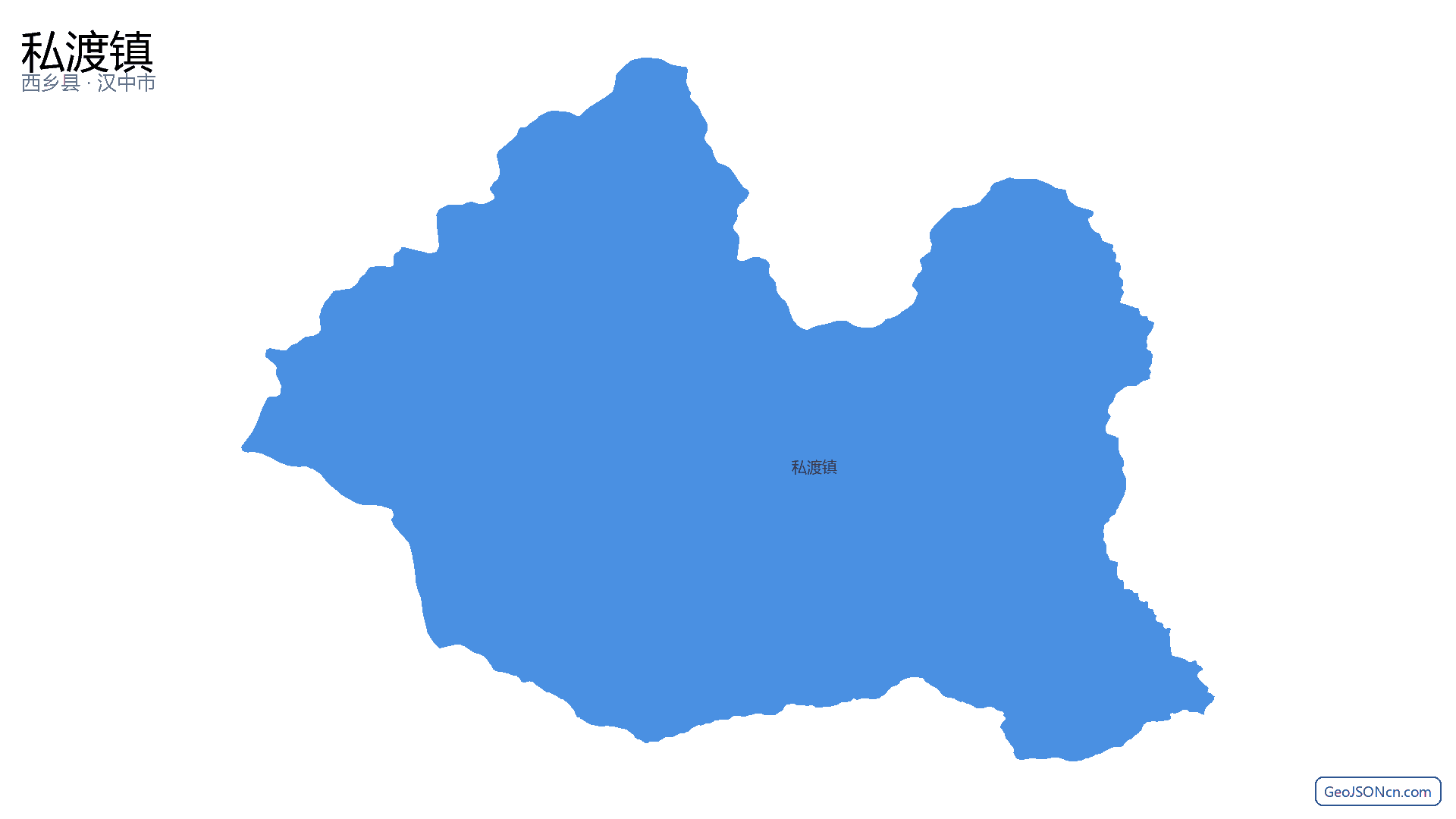 私渡镇行政区划边界地图（西乡县·汉中市）,提供GeoJSON、SHP矢量边界数据下载及高清地图大图(PNG/JPG) - GeoJSONcn.com