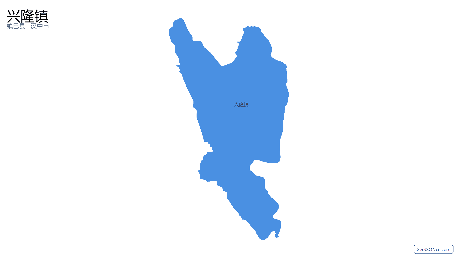 兴隆镇行政区划边界地图(镇巴县·汉中市),提供GeoJSON、SHP矢量边界数据下载及高清地图大图(PNG/JPG) - GeoJSONcn.com