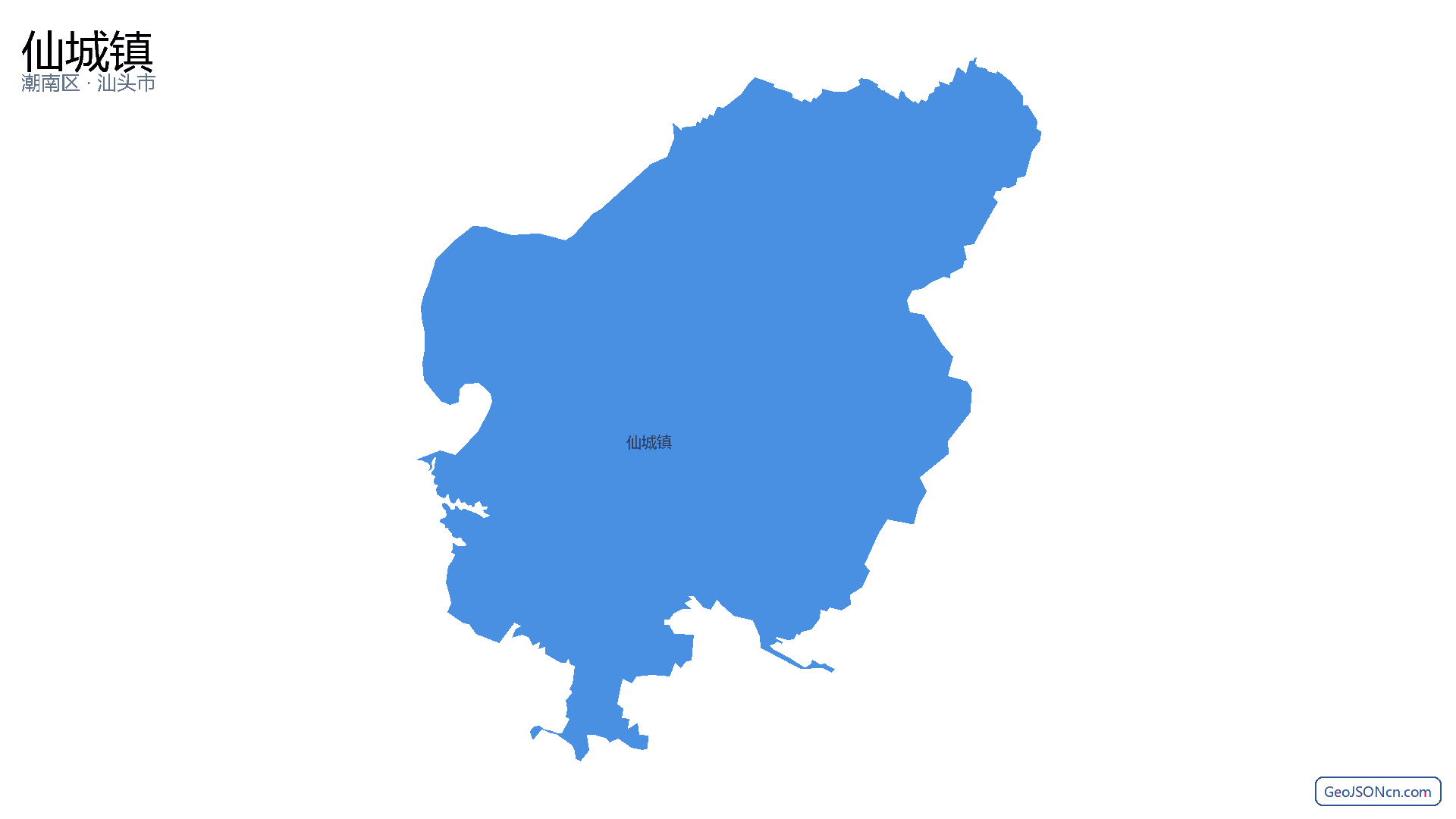 仙城镇行政区划边界地图(潮南区·汕头市),提供GeoJSON、SHP矢量边界数据下载及高清地图大图(PNG/JPG) - GeoJSONcn.com
