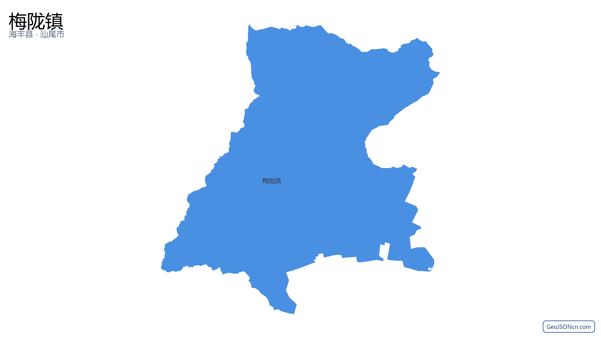 梅陇镇行政区划边界地图（海丰县·汕尾市）,提供GeoJSON、SHP矢量边界数据下载及高清地图大图(PNG/JPG) - GeoJSONcn.com