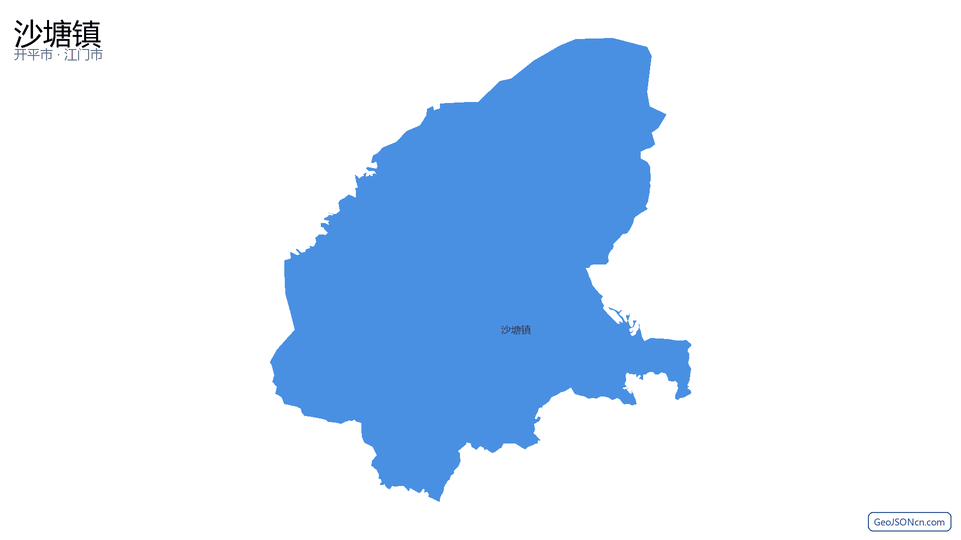 沙塘镇行政区划边界地图(开平市·江门市),提供GeoJSON、SHP矢量边界数据下载及高清地图大图(PNG/JPG) - GeoJSONcn.com