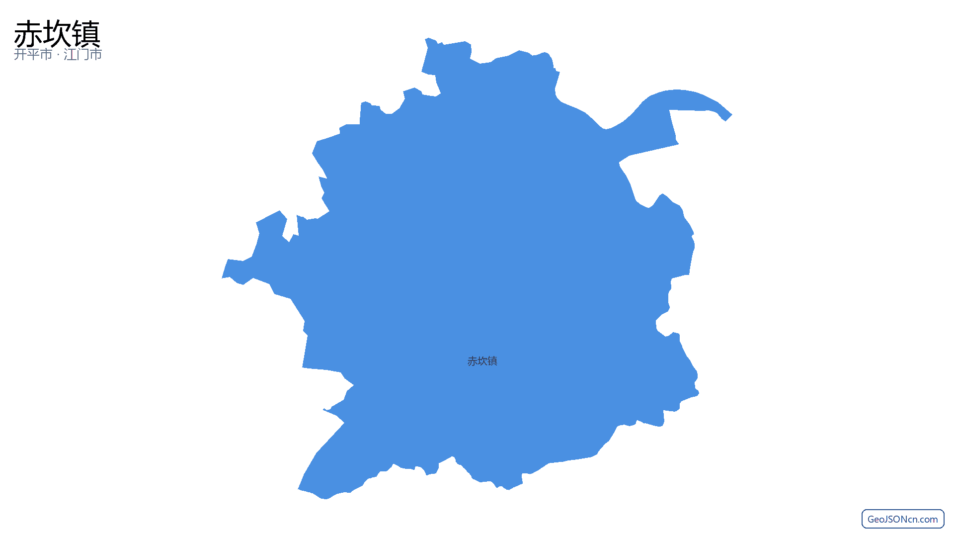 赤坎镇行政区划边界地图（开平市·江门市）,提供GeoJSON、SHP矢量边界数据下载及高清地图大图(PNG/JPG) - GeoJSONcn.com