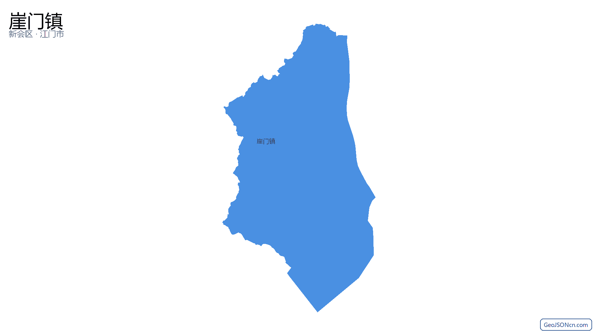 崖门镇行政区划边界地图（新会区·江门市）,提供GeoJSON、SHP矢量边界数据下载及高清地图大图(PNG/JPG) - GeoJSONcn.com