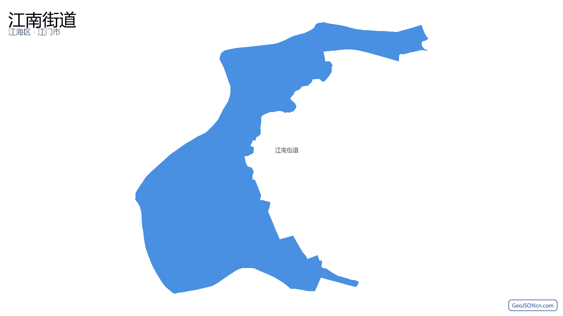 江南街道行政区划边界地图(江海区·江门市),提供GeoJSON、SHP矢量边界数据下载及高清地图大图(PNG/JPG) - GeoJSONcn.com
