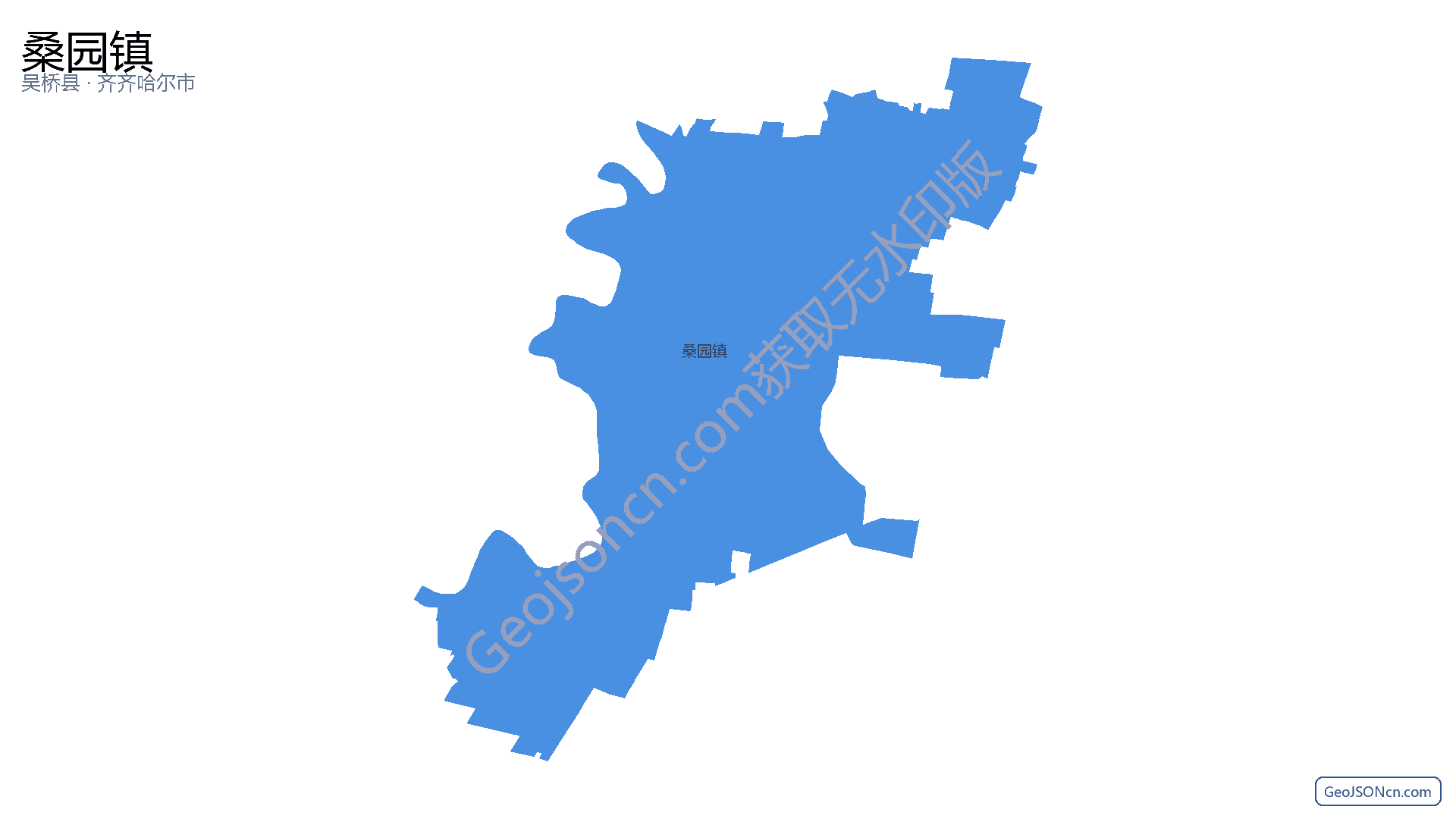 桑园镇行政区划边界地图（吴桥县·沧州市）,提供GeoJSON、SHP矢量边界数据下载及高清地图大图(PNG/JPG) - GeoJSONcn.com