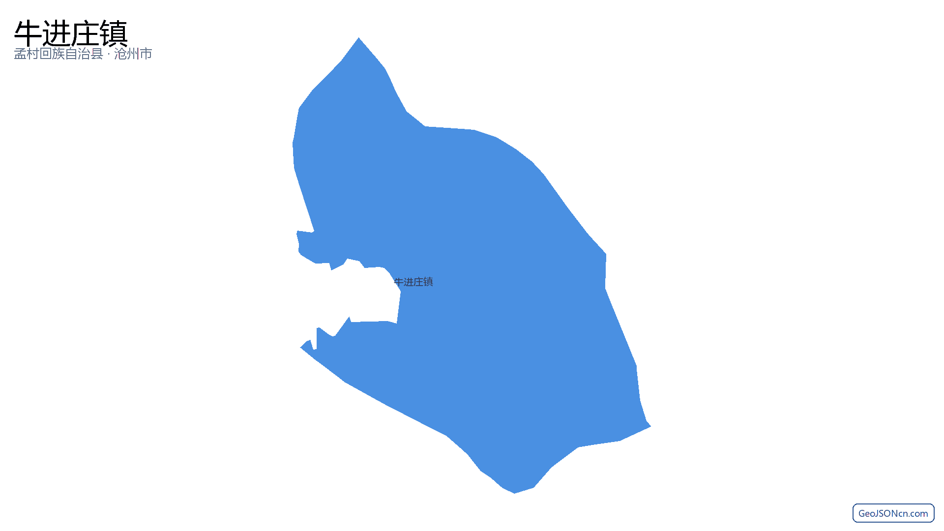 牛进庄镇行政区划边界地图（孟村回族自治县·沧州市）,提供GeoJSON、SHP矢量边界数据下载及高清地图大图(PNG/JPG) - GeoJSONcn.com